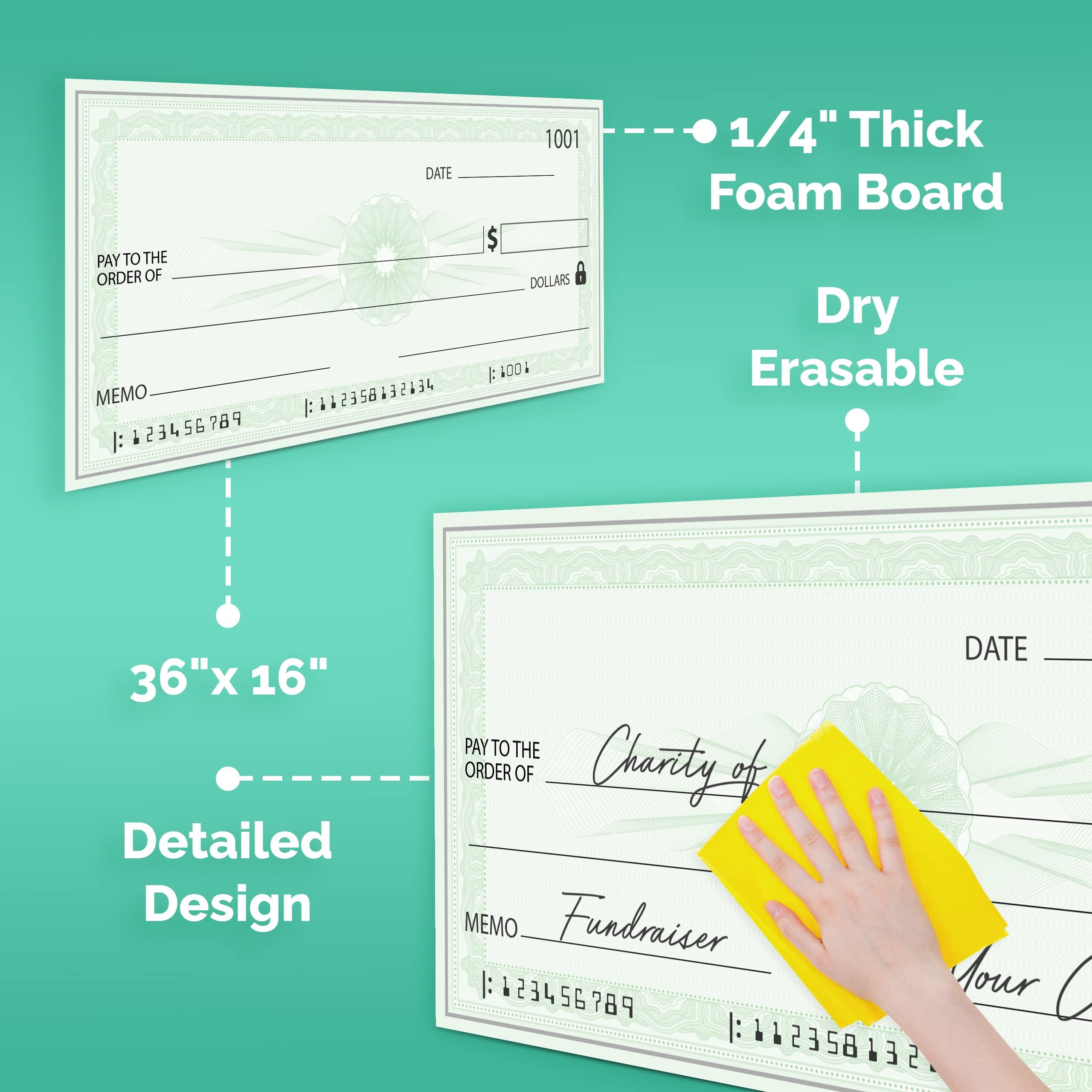 Giant Check | 36x16 Dry Erase Big Check for Presentations - Oversized Fake Check Award - Image 6