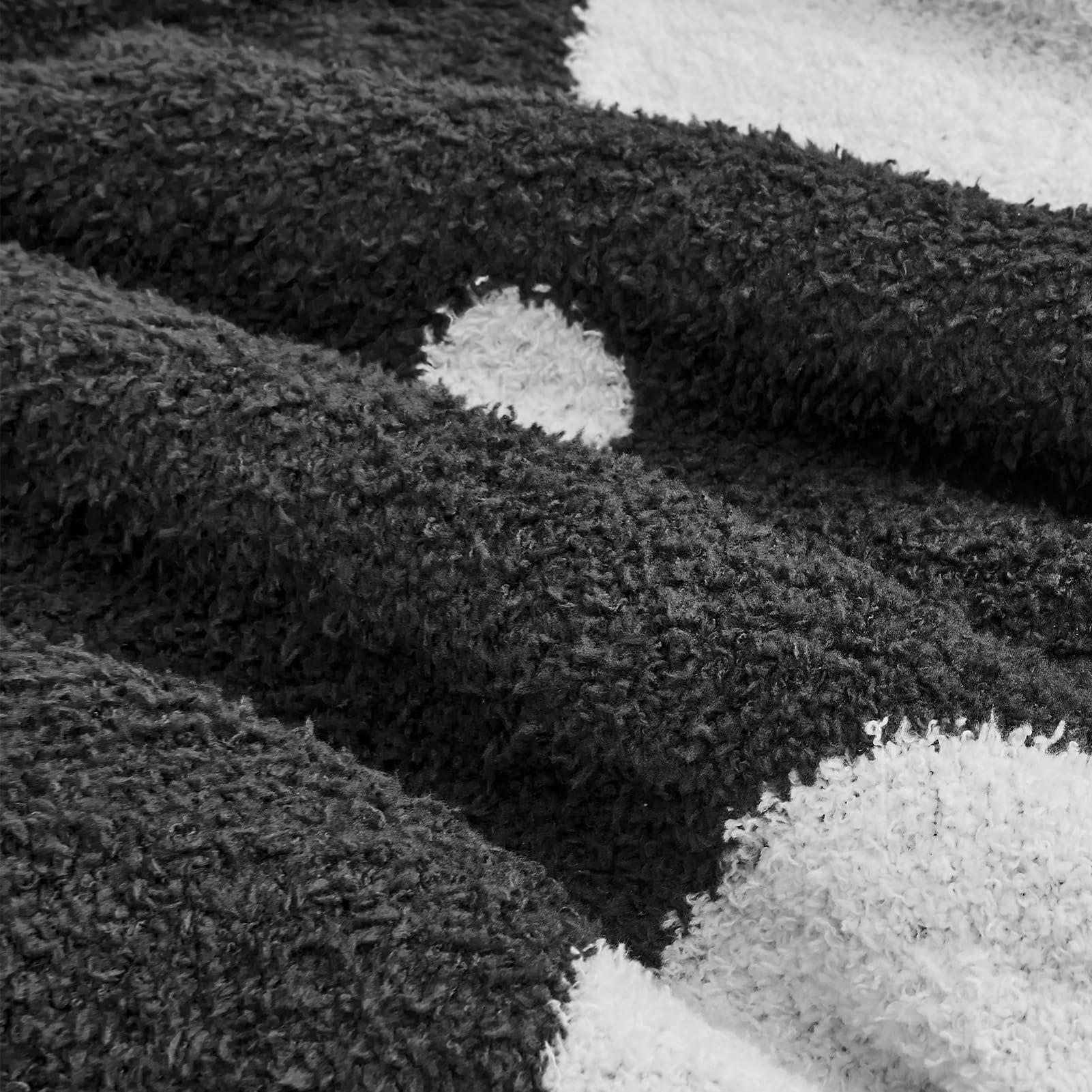 Douceur Polka Dot Throw Blanket for Couch Sofa Bed, Reversible Cozy Fluffy Super Soft Bedroom Blanket, Plush Jet Black Throw Blanket, 50×60 inches - Image 5