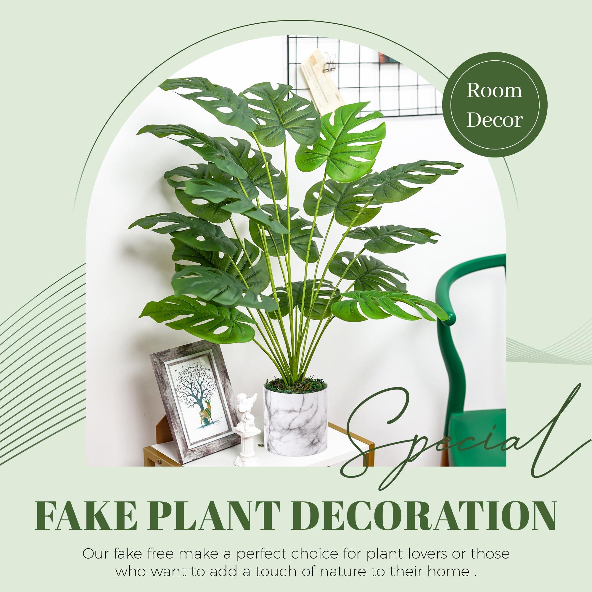 Der Rose 28" Fake Plants Tall Artificial Monstera Faux Plants in Pot for Home Farmhouse Bedroom Living Room Decor Indoor - Image 5