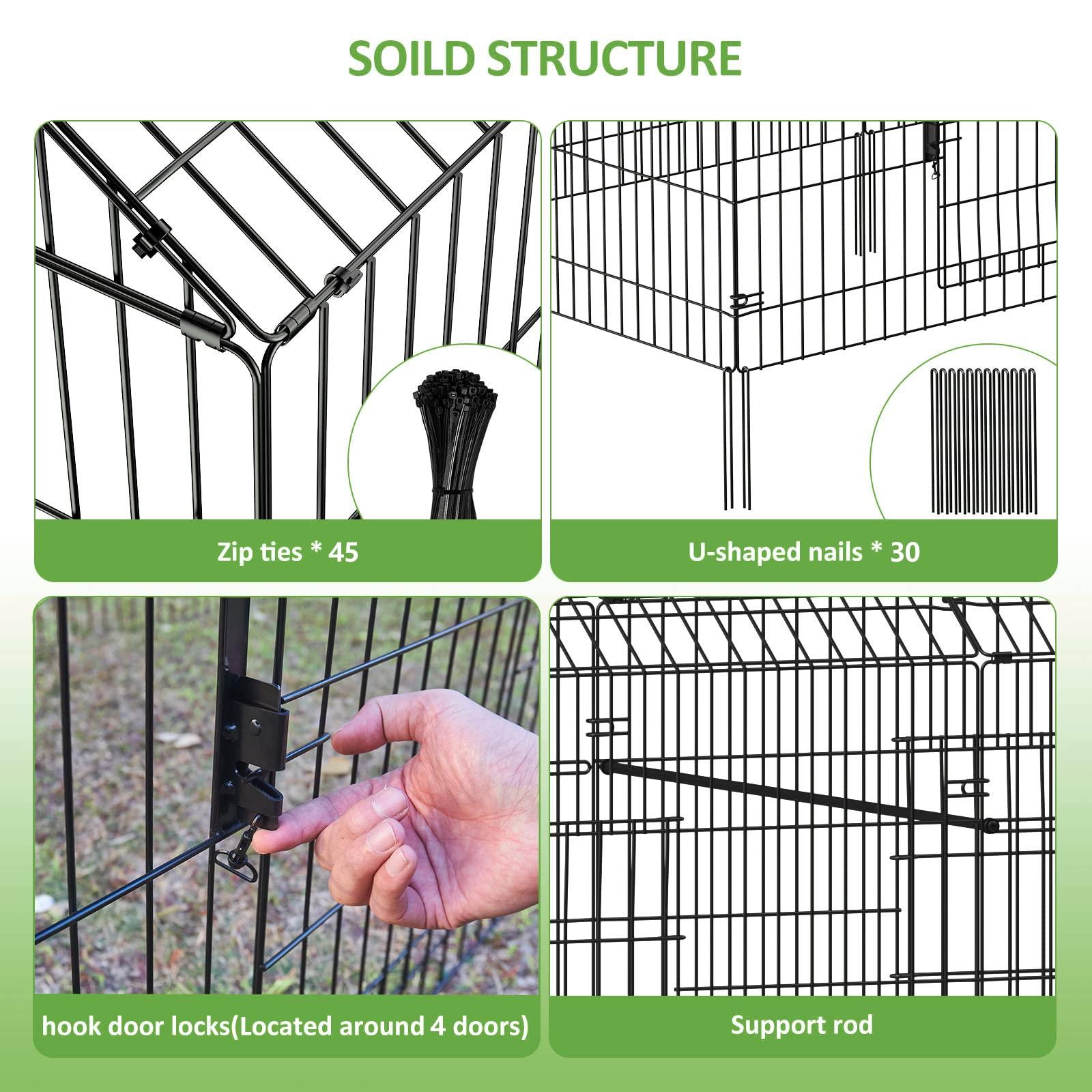 INJOPEXI Metal Chicken Coop 130"×40"×39" Chicken Runs for Yard with Cover Chicken Playpen Enclosure Chicken Pen Kennel Duck Coop Cage for Outdoor Backyard Farm Rabbit Dog Cat Small Animal Poultry - Image 5