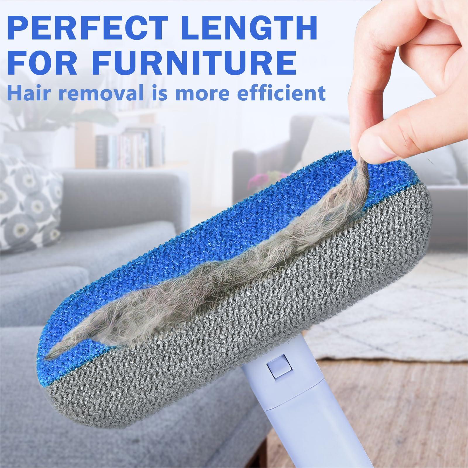 Multifunctional Pet Hair Remover,2 Pcs Carpet Scraper,4 in 1 Dog Hair Remover, Reusable Cat Hair Remover for Dog and Cat,Adjustable Lint Brush for Carpet,Sofa,Bedding,Clothes and Furniture,Blue - Image 4