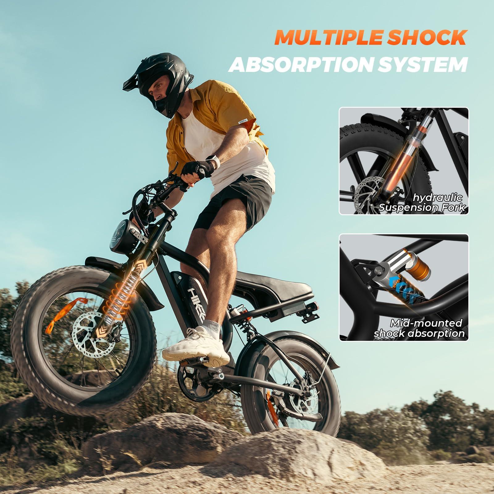Electric Bike for Adults - K6 20 x 4 Inch Fat Tire, 750W/Peak 1500W Motor, 48V15AH Detachable Battery, 4 Riding Modes Electric Dirt Bike, 7 Speed Electric Motorcycle,20MPH UL 2849 Certified - Image 3