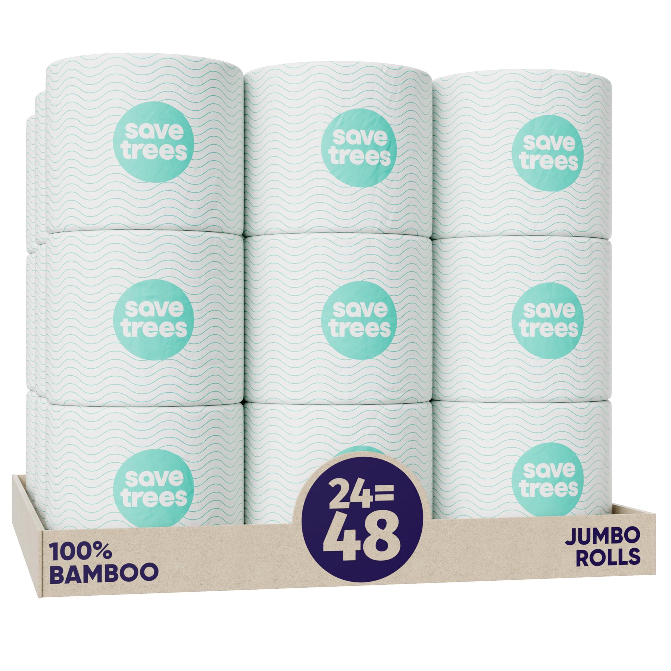 Save Trees Bamboo Toilet Paper -24 Rolls Of Septic Safe Organic Toilet Paper 3-ply, 300 Sheets Per Roll - PFAs Free, FSC Certified, Plastic & Chemical Free - For Home, Boat & RV Use