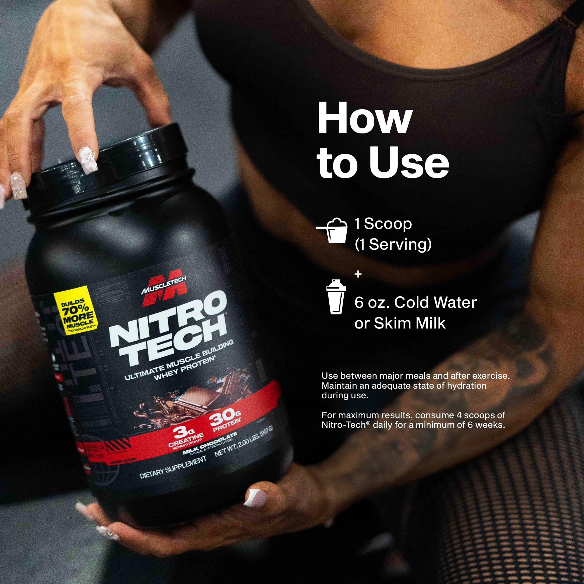Muscletech Whey Protein Powder (Milk Chocolate, 4 Pound) - Nitro-Tech Ultimate Muscle Building Formula with Whey Protein Isolate & Peptides - 30g of Protein, 3g of Creatine & 6.8g of BCAA - Image 7