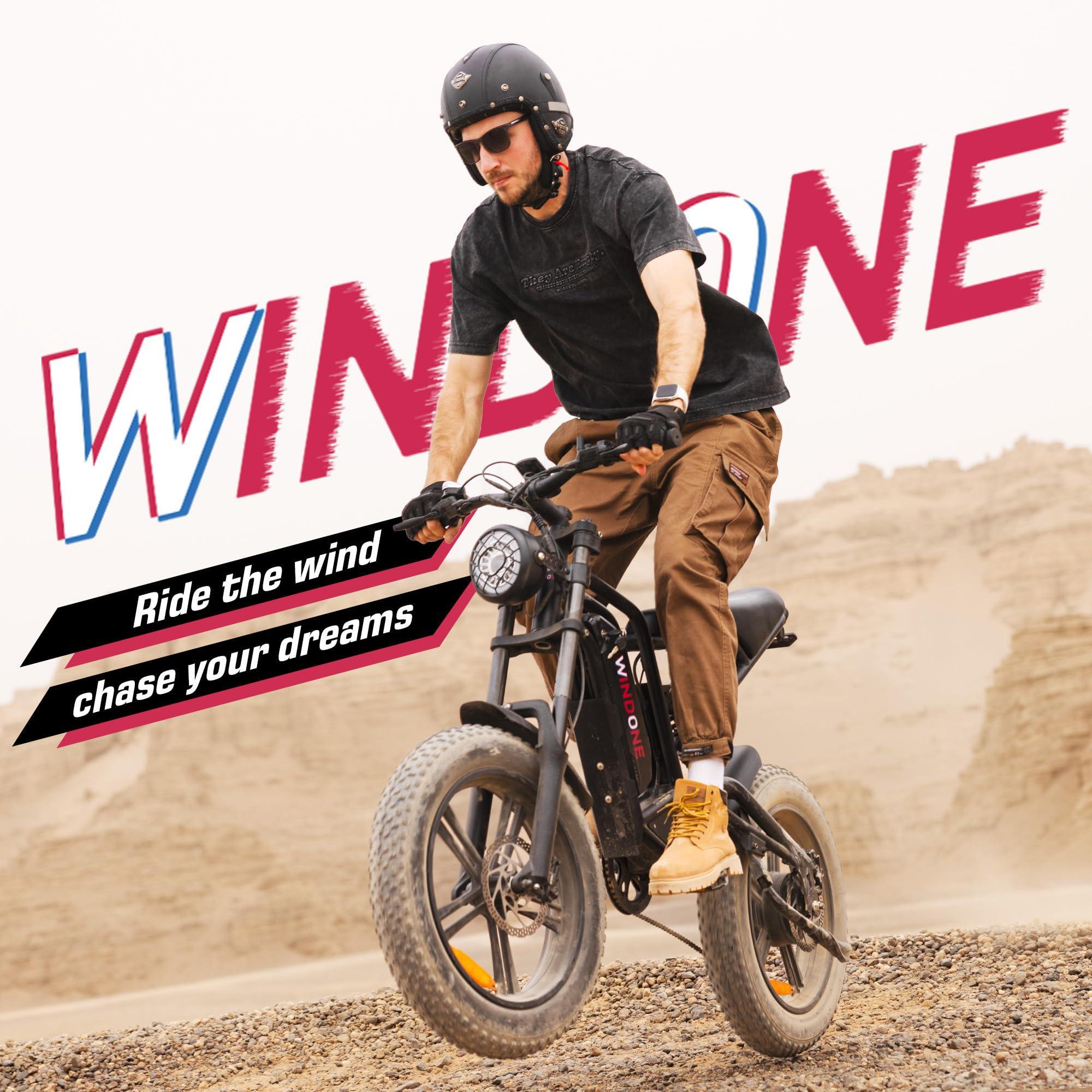 Windone E2/K20 Electric Bike for Adults, 48V 13Ah/15Ah Battery, Up to 28 MPH & 46.6/60 Miles (PAS), 750/1000W Peak Ebike with All-Terrain 20"/26'' Fat Tires, UL Certified, Moped E-Bike - Image 8