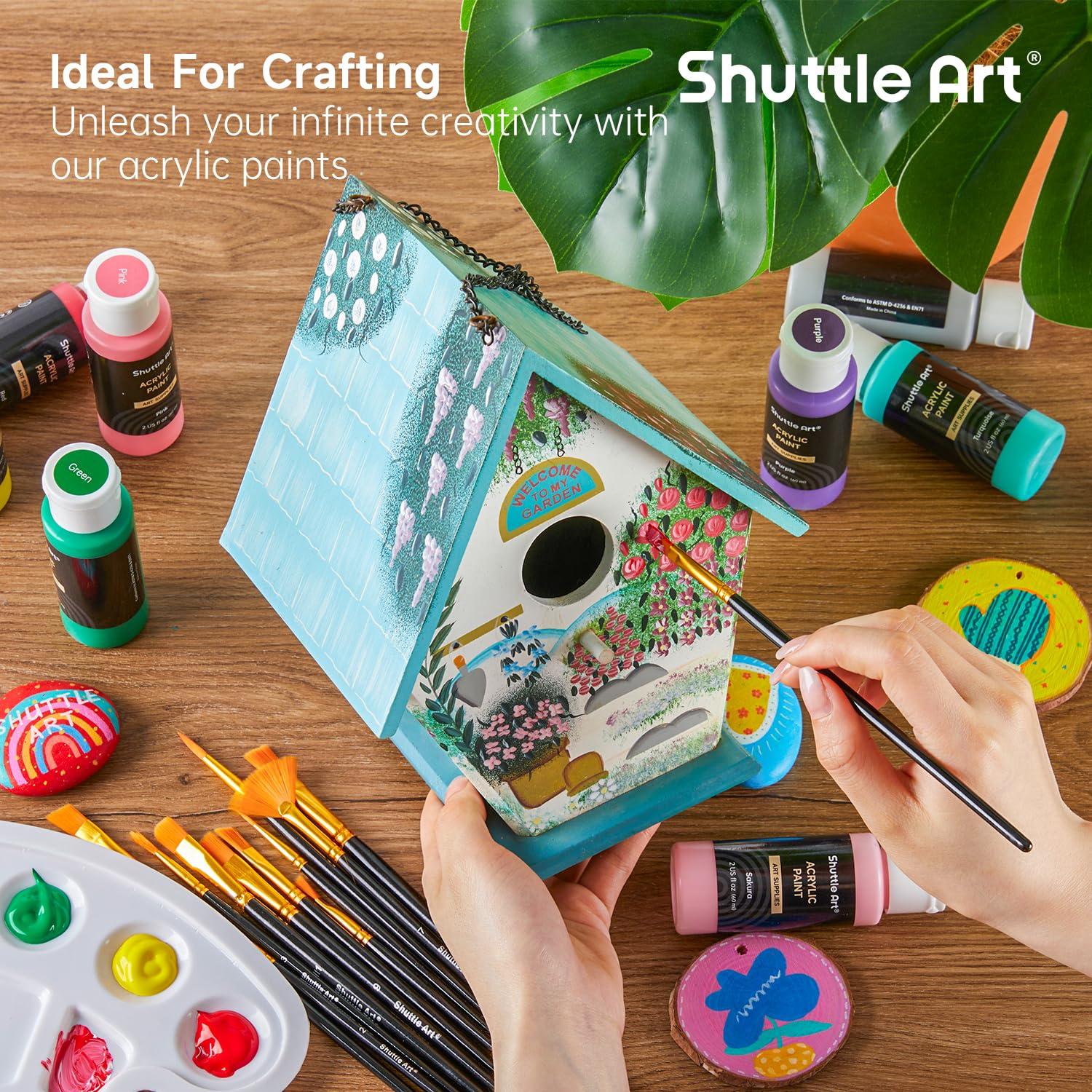 Shuttle Art Acrylic Paint Set, 36 Colors Acrylic Paint with Brushes & Palette, 2oz/60ml Bottles, Rich Pigments Non-toxic for Artists Kids & Adults, Painting on Canvas Rock Ceramic Wood - Image 6