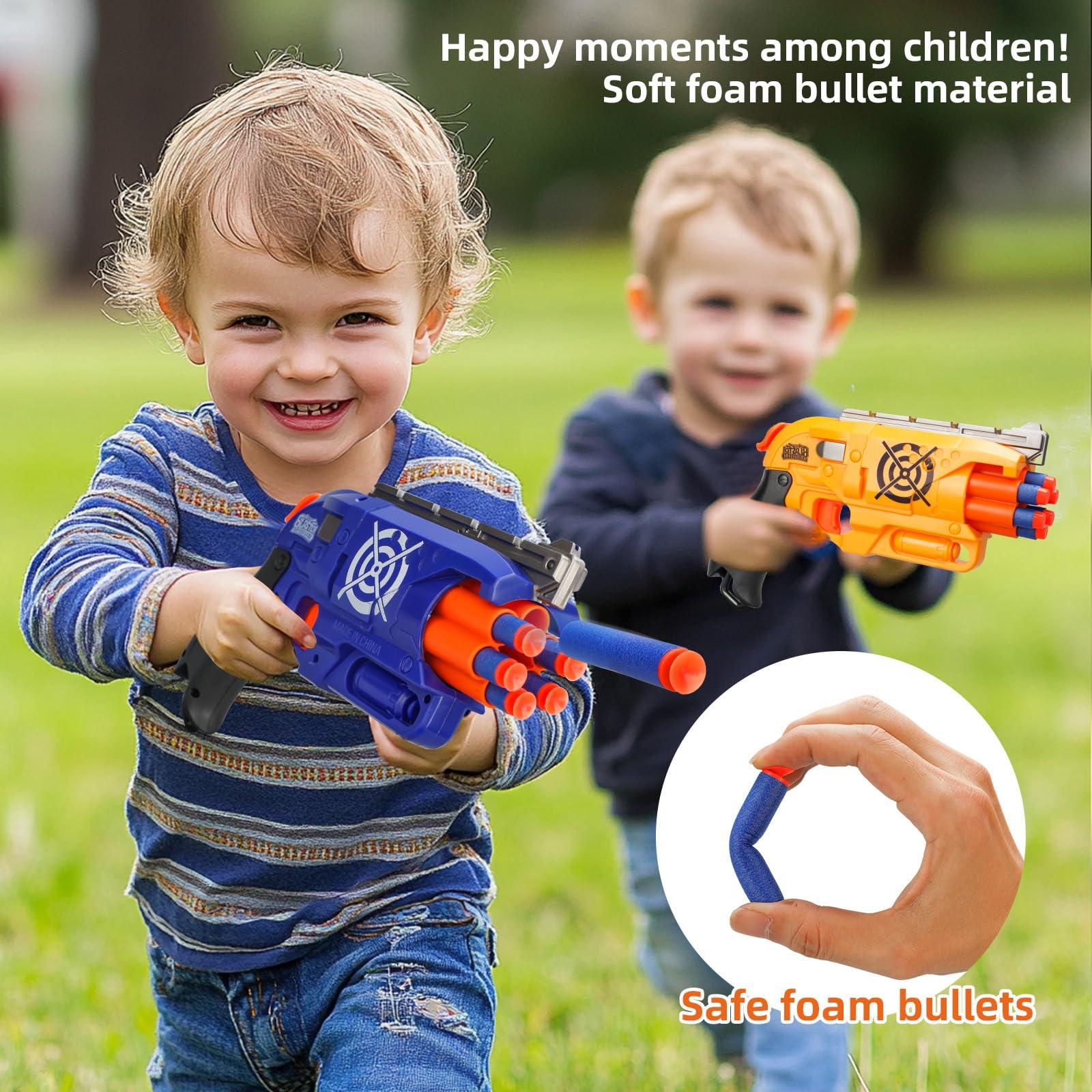2 Pack Blaster Guns Boys Toy for 3+ Year Old Kids, 80 Soft Foam Darts Bullets, 2 Targets & 2 Wrist Strap, Gun Toys Gifts for Ages 8-12,Christmas Stocking Stuffers Party Supplies for Toddler Orange - Image 5