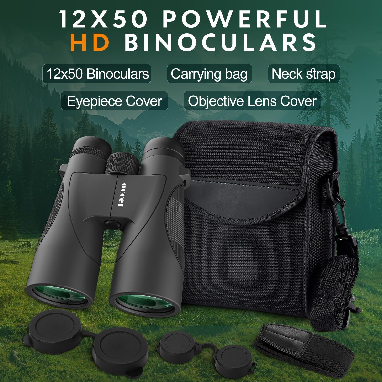 occer 12x50 Binoculars for Adults High Powered - HD Bird Watching Binocular for Hunting with Clear Vision - Easy Focus Binoculars with Long Range for Hiking Travel Cruise Trip Concert Stargazing - Image 7