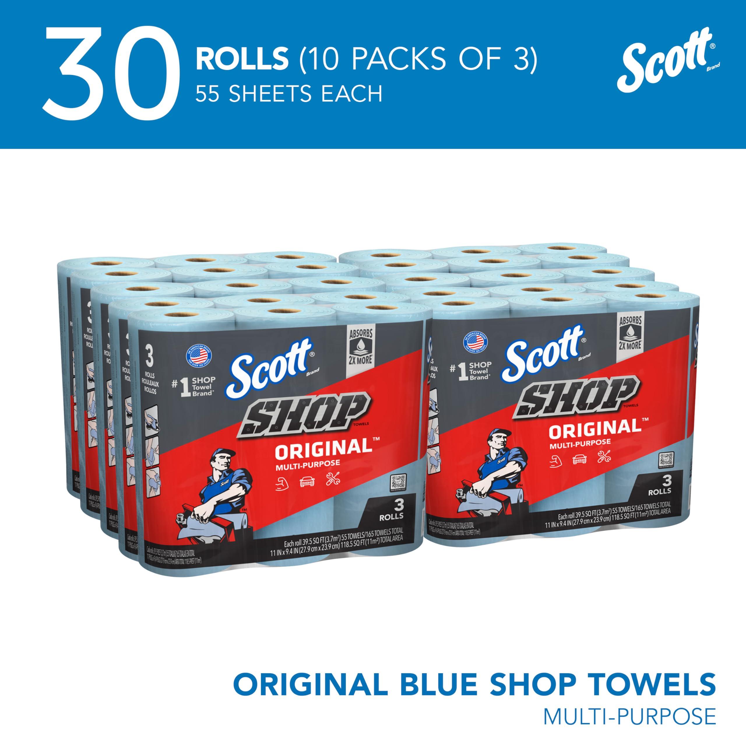 Scott Shop Towels Original (75143), Original Blue Shop Towels, 9.4"x11" sheets, 10 Packs of 3 Rolls (55 Towels/Roll, 30 Rolls/Case, 1,650 Towels/Case) - Image 2