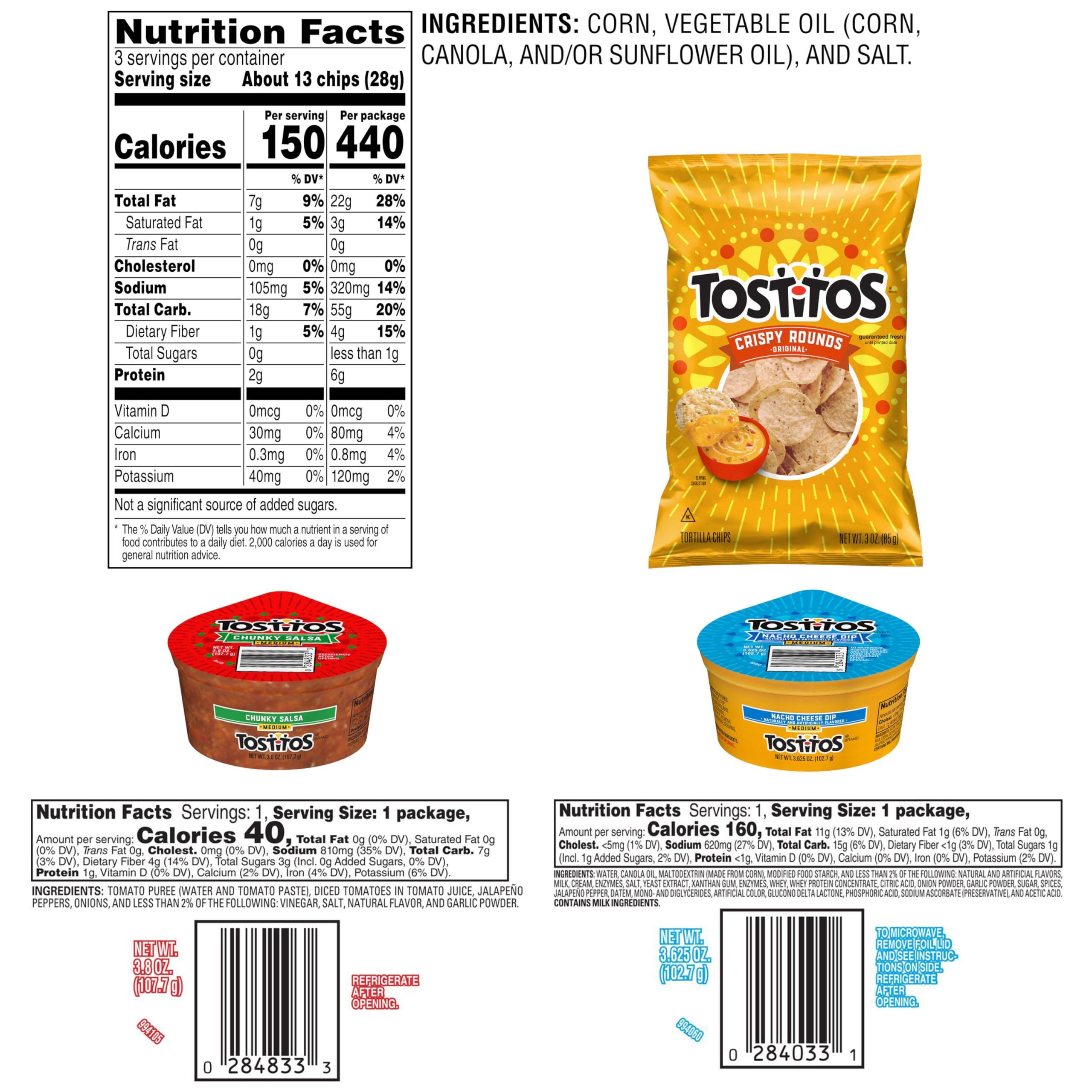 Tostitos Tortilla Chips Chip & Salsa Pack, 3oz Tostitos Crispy Rounds & 3.8oz Medium Salsa (16 count) - Image 2