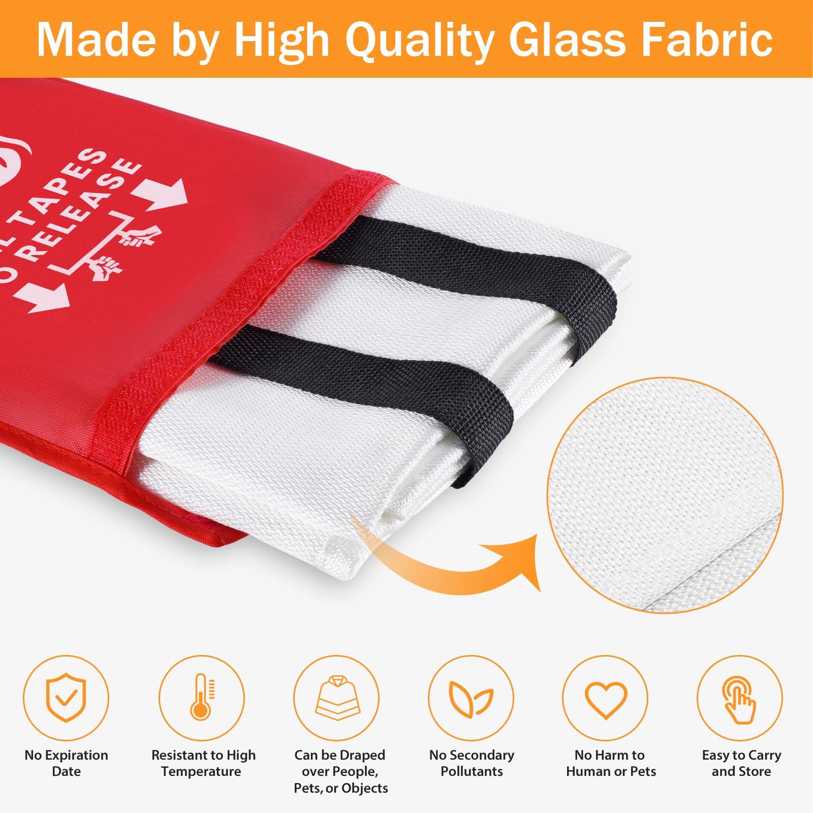 Emergency Fire Blanket for Home Kitchen - KANHIRO Fiberglass Fire Suppression Blanket Great for School, Fireplace, Grill, Car, Office, Warehouse (4 Pack, 39 in X 39 in) - Image 5