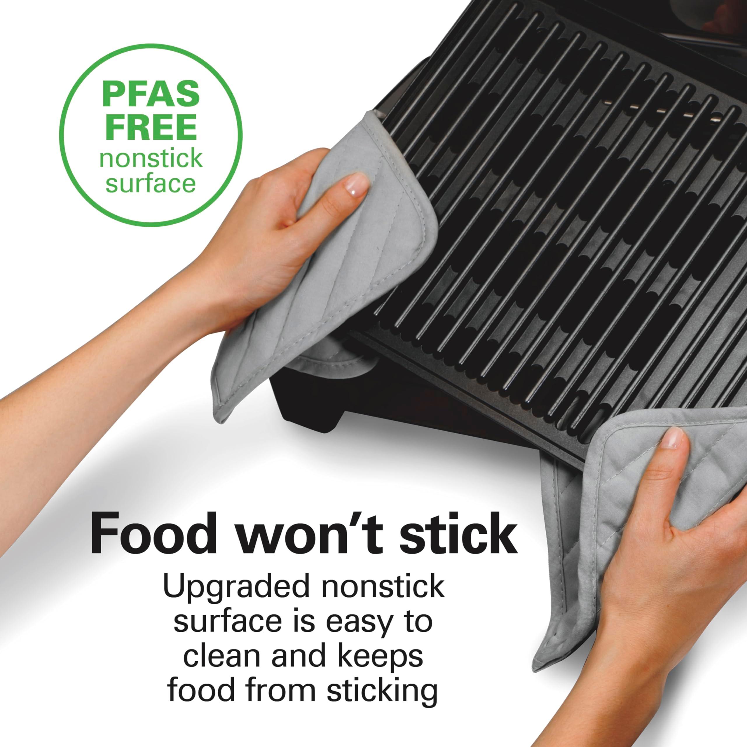 Hamilton Beach Electric Indoor Searing Grill with Viewing Window & Adjustable Temperature Control to 450F, 118 sq. in. Surface Serves 6, PFAS-Free Removable Nonstick Grate, Stainless Steel - Image 5