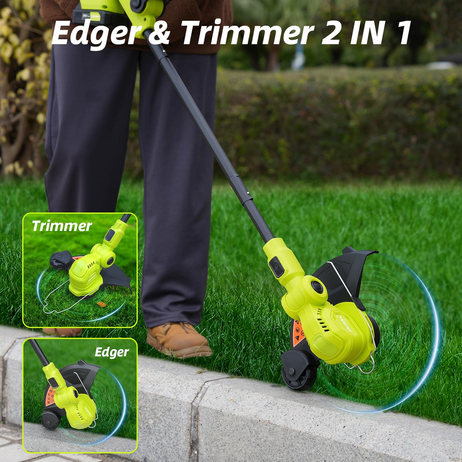 JAGROM 12-inch 20V Cordless String Trimmer with Fast Charger, 2 X 2.0Ah Battery Powered with Auto Line Feed, Lawn Edger with 8 Pcs Grass Cutter Spool Line and 2 Spool Cap - Image 5