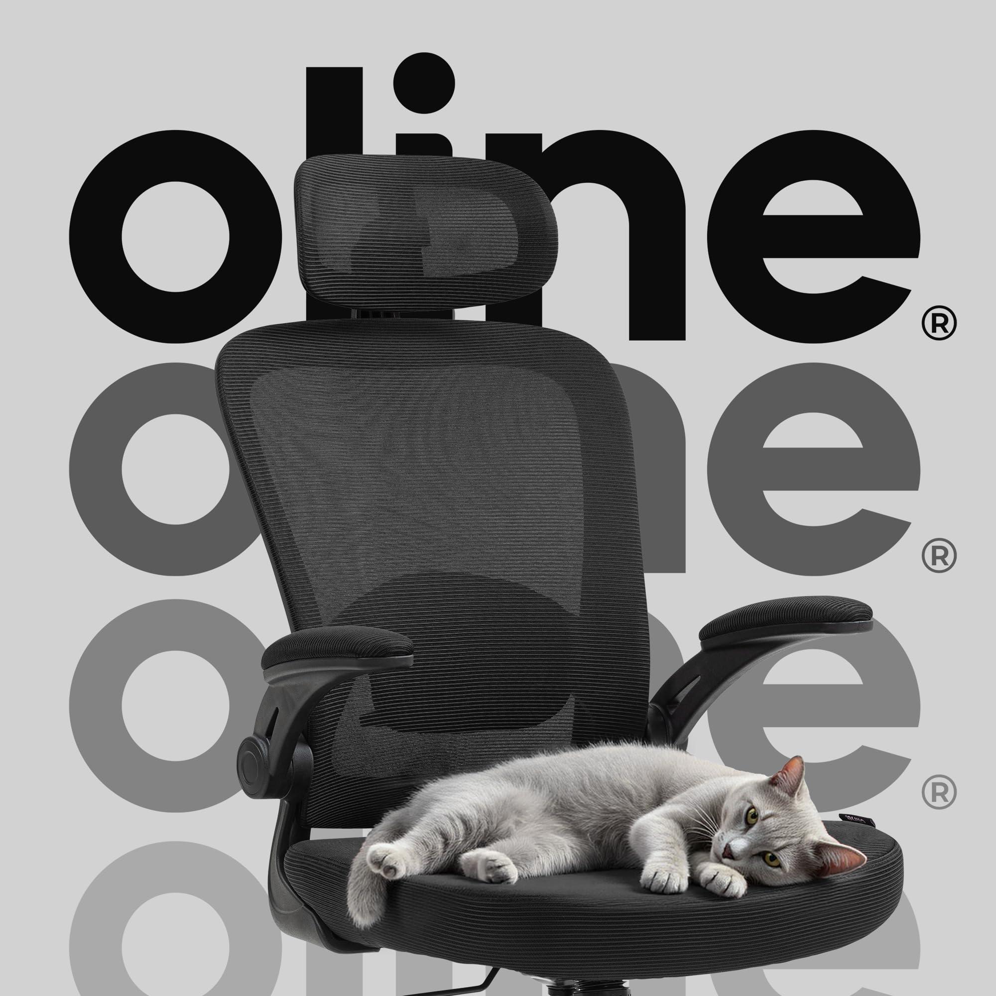 Oline ErgoAir Ergonomic Office Chair – Adjustable Lumbar Support, Flip-Up Armrests, Mesh Computer Desk Chair, Swivel Rolling Executive Gaming Chair for Home & Office (Black) - Image 8