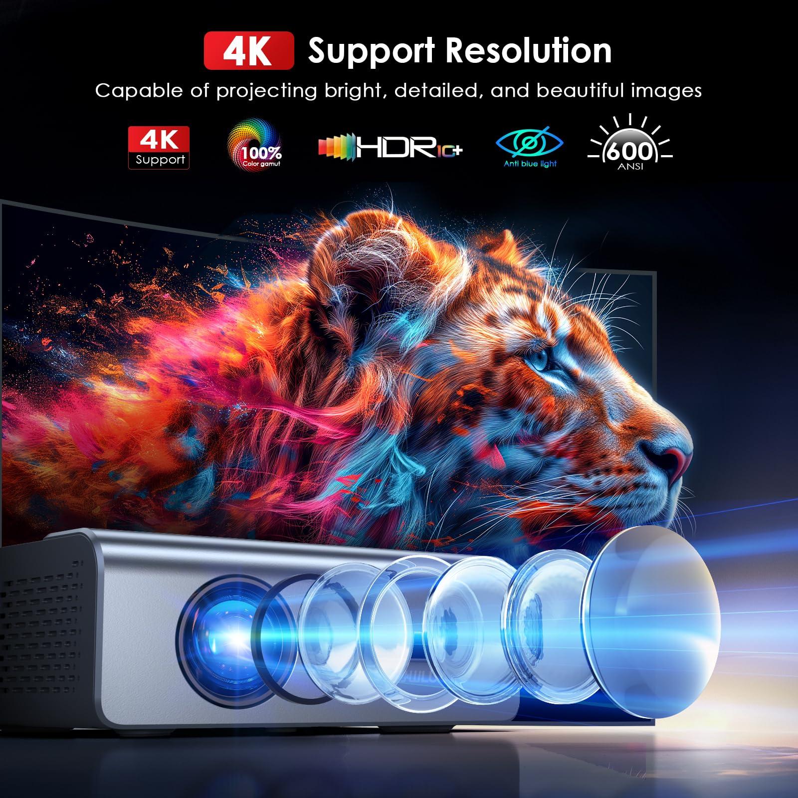 [Electric Focus] Projector with Wifi and Bluetooth, 22000L Auto Keystone Outdoor Projector 4K Support, JOWLURK Native 1080p Movie Projector for iOS/Android/TV Stick/HDMI/USB/Laptop/PS5 - Image 5