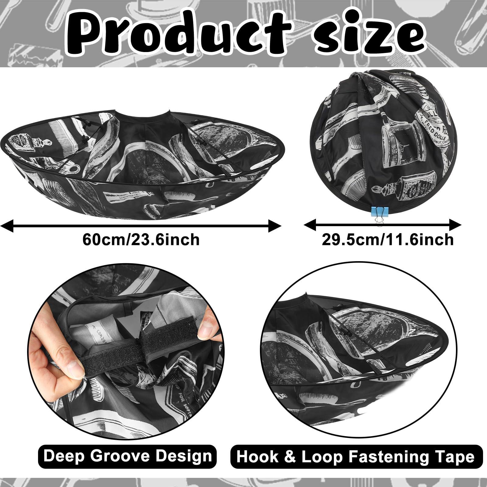 FEBSNOW Hair Cutting Cloak Cape, Black Prints Adjustable Haircut Cape Foldable Umbrella for Adults Kids Home Salon Barber Supplies - Image 2