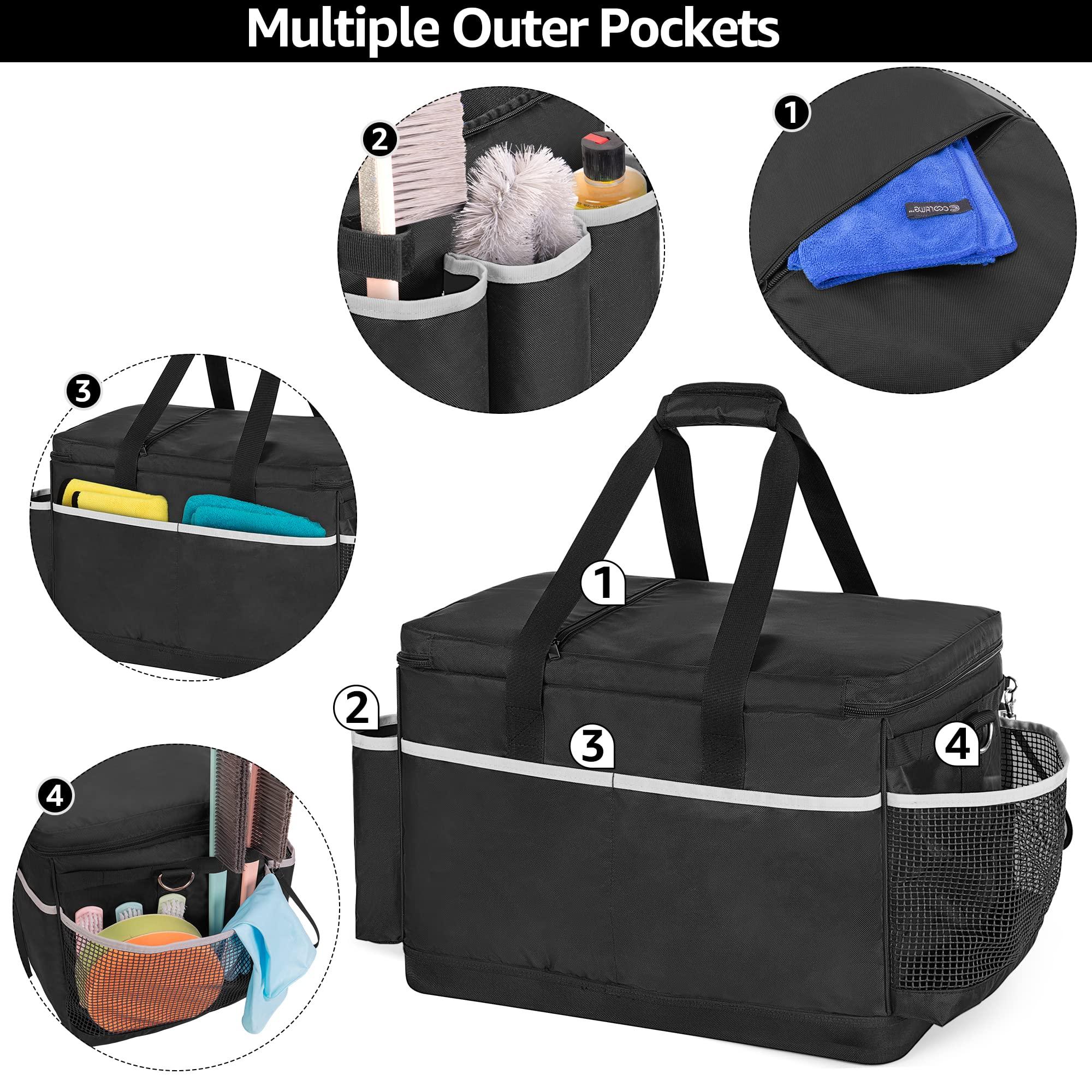 HODRANT Extra-Large Cleaning Caddy with EVA Hard Bottom, High Capacity Cleaning Supplies Organizer for Housekeeping & Home Work, Car Detailing Tools Tote Bag with Shoulder Strap, Patent Design - Image 6
