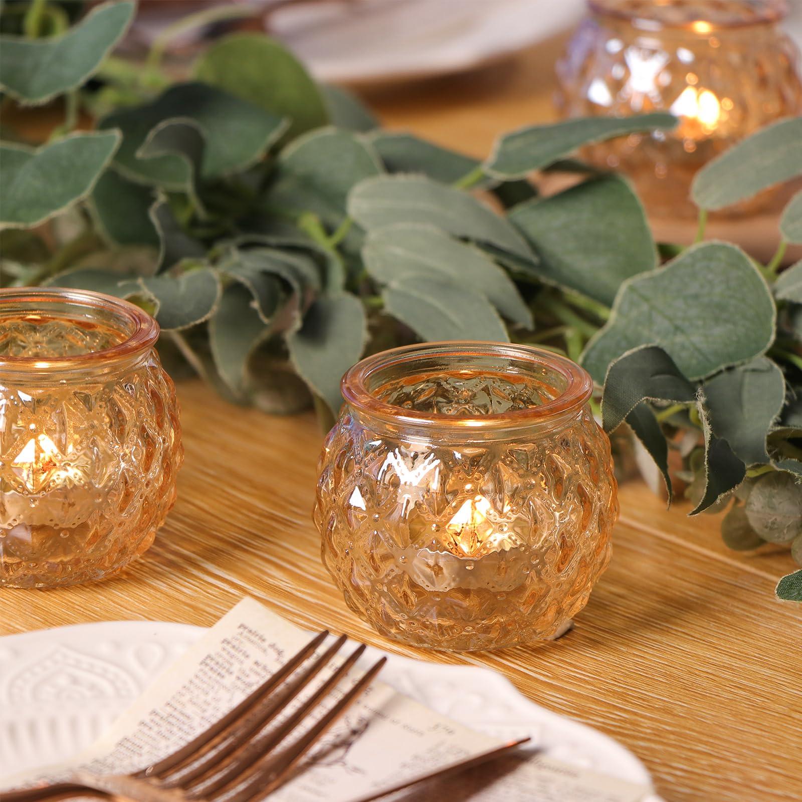 DARJEN 48Pcs Gold Votive Candle Holders - Round Glss Candle Holders Bulk for Table Centerpiece, Tea Lights for Wedding Shower, Party & Home - Image 4