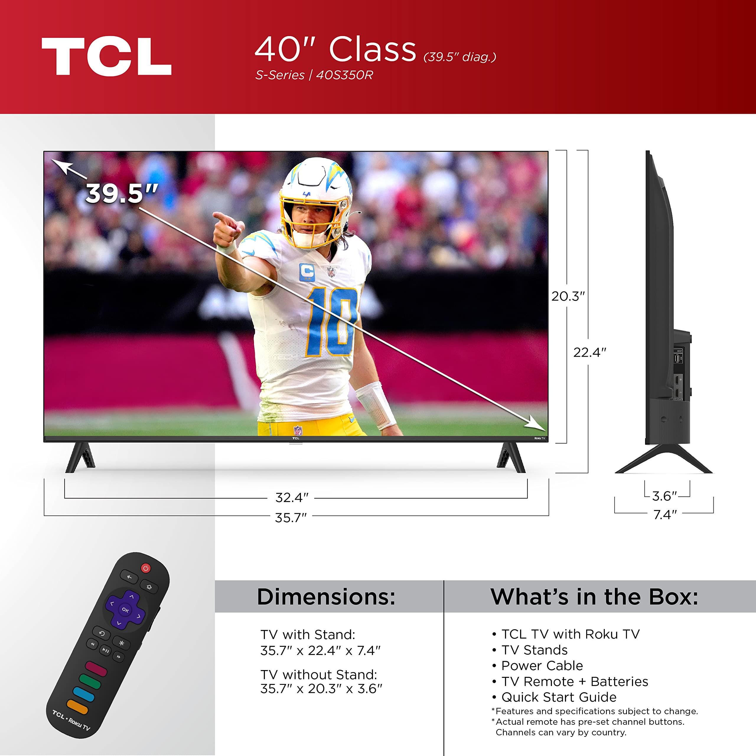 TCL 40-Inch Class S3 1080p LED Smart TV 40S350R, with Roku TV, Compatible with Alexa, Google Assistant, Apple HomeKit Compatibility, Streaming FHD Television, 2023 Model, Black - Image 3