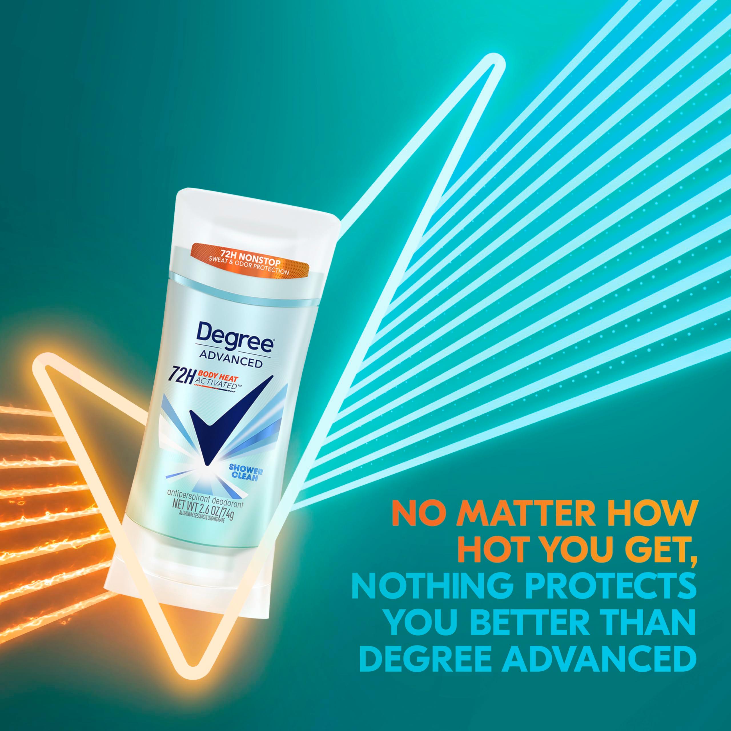Degree Advanced Protection Antiperspirant Deodorant Shower Clean for 72-Hour Sweat & Odor Control for Women, with Body Heat Activated Technology, 2.6 oz - Image 4