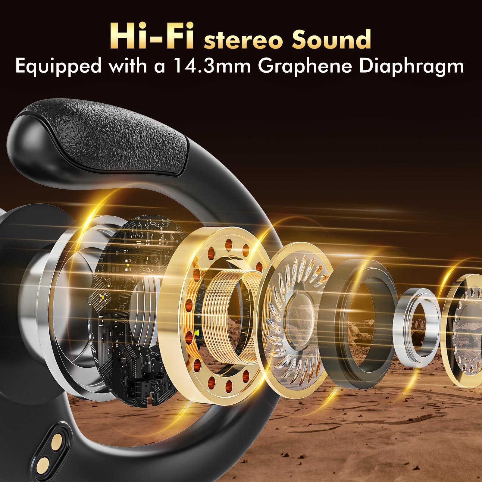 Wireless Earbuds Bluetooth Headphones 80hrs Playback Ear Buds Power Display with Noise Canceling Mic Headsets for Sports/Workout/Running Black - Image 3