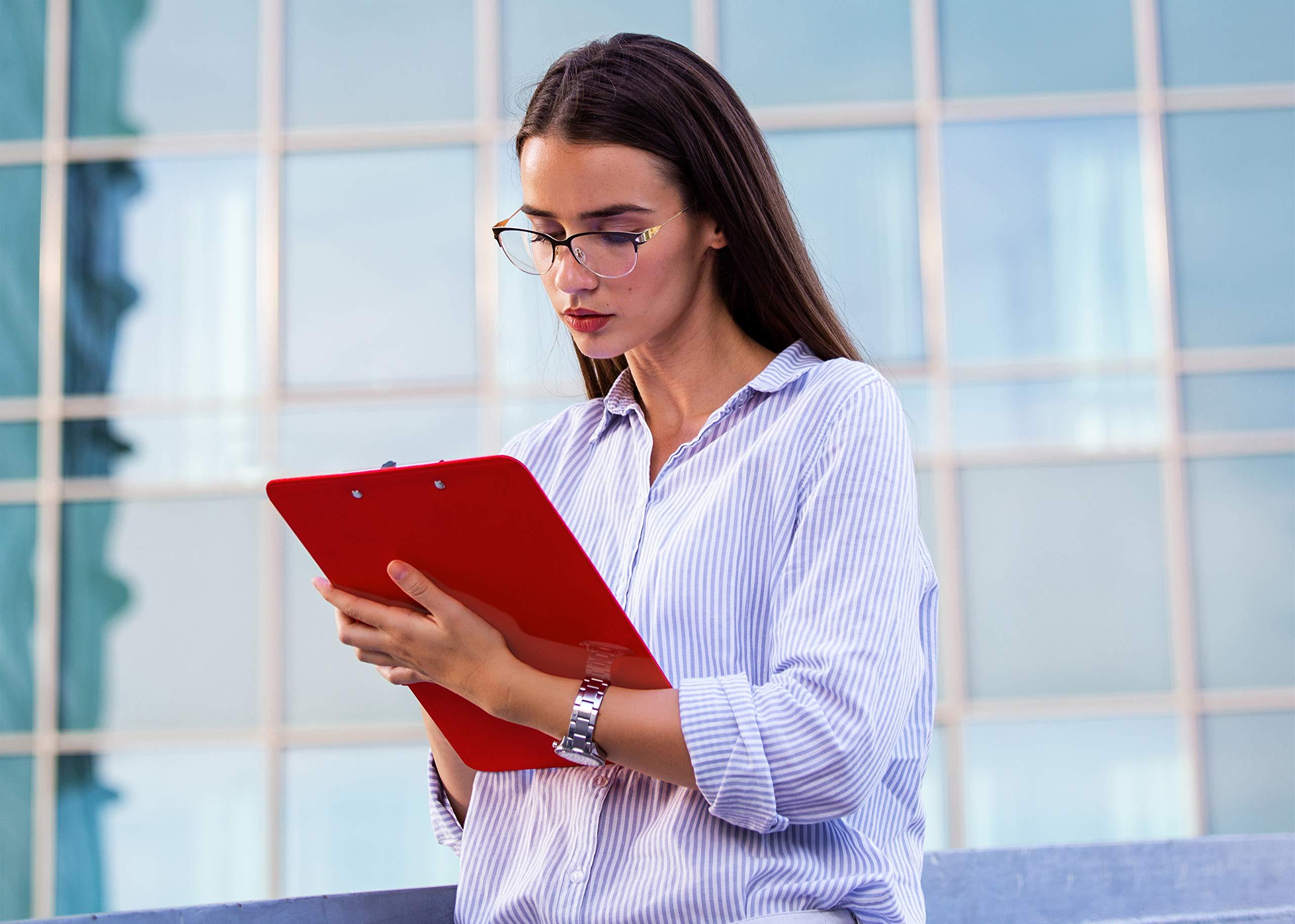 Better Office Products Red Plastic Clipboards, 12 Pack, Durable, 12.5 x 9 Inch, Low Profile Clip, Red, Set of 12 - Image 2