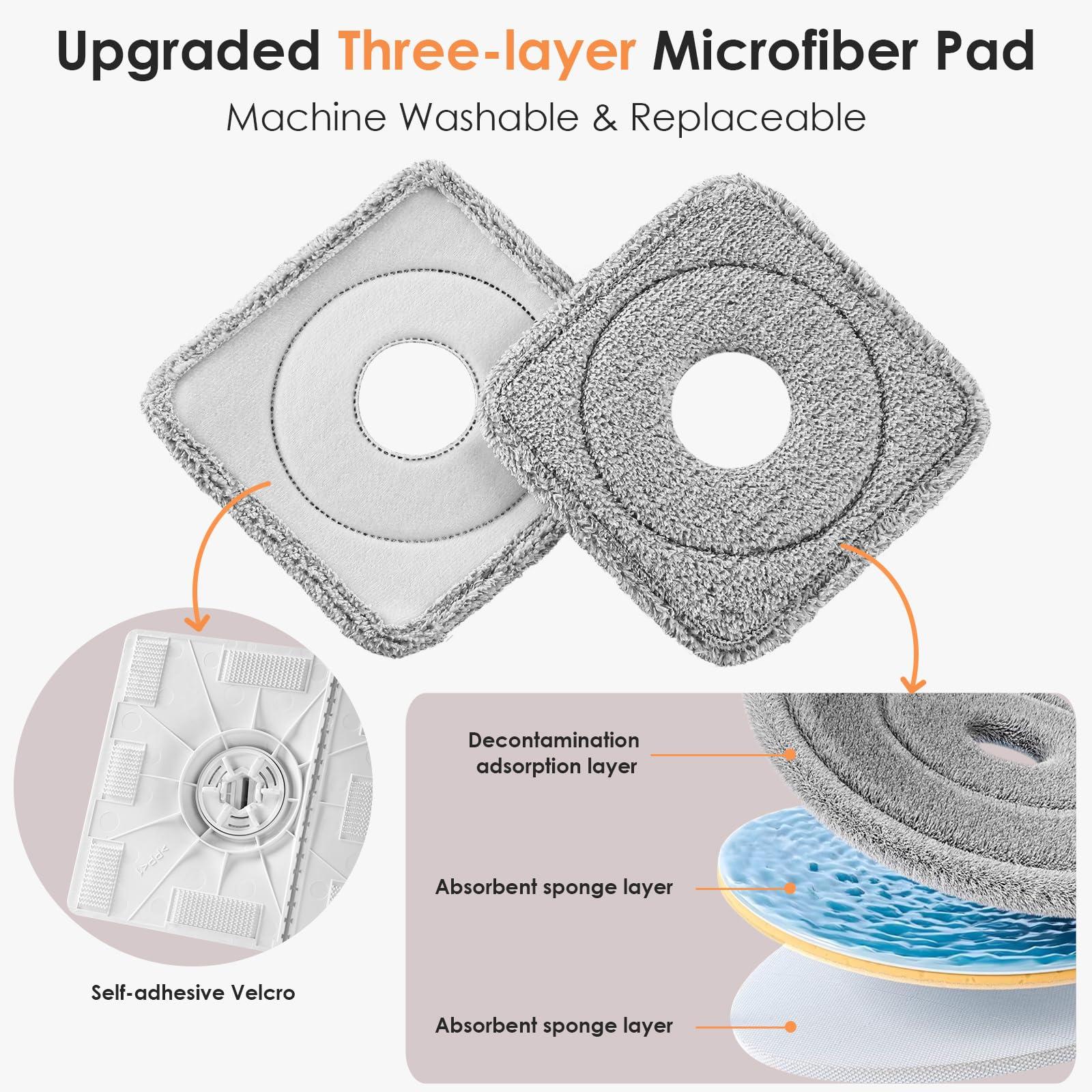 MOPALL Spin Mop and Bucket Set, Dual Chambers Dirty and Clean Water Self Separation for Floor Wall Window, Wet and Dry Mop and Bucket with Wringer Set for Home (1 Square Mop with 2 Microfiber Pads) - Image 7