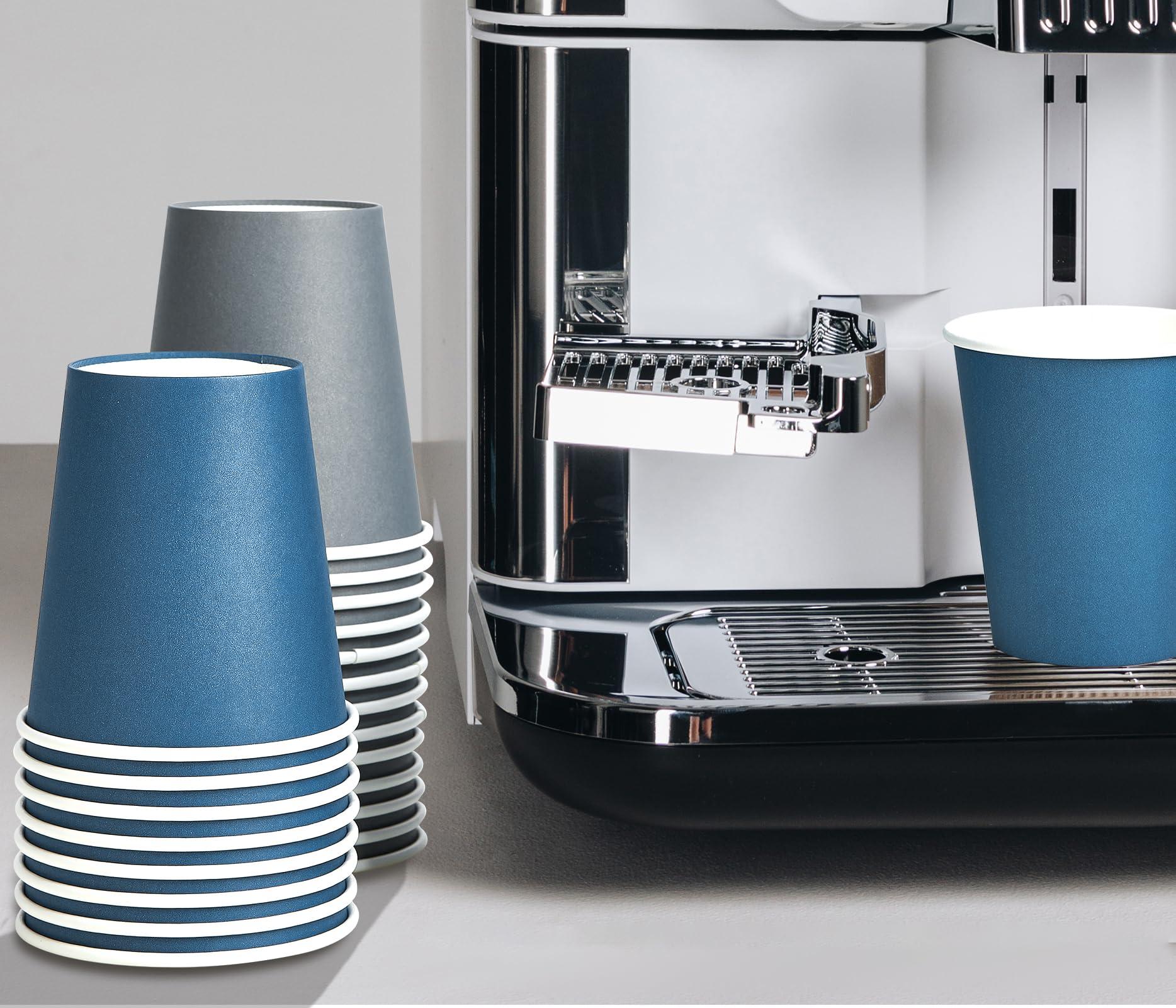 LITOPAK 100 Pack 12 oz Disposable Paper Coffee Cups with Lids for Coffee, Water, Juice, or Tea, Blue and Gray Hot Paper Cups for Home, Restaurant, Store, and Cafe - Image 5