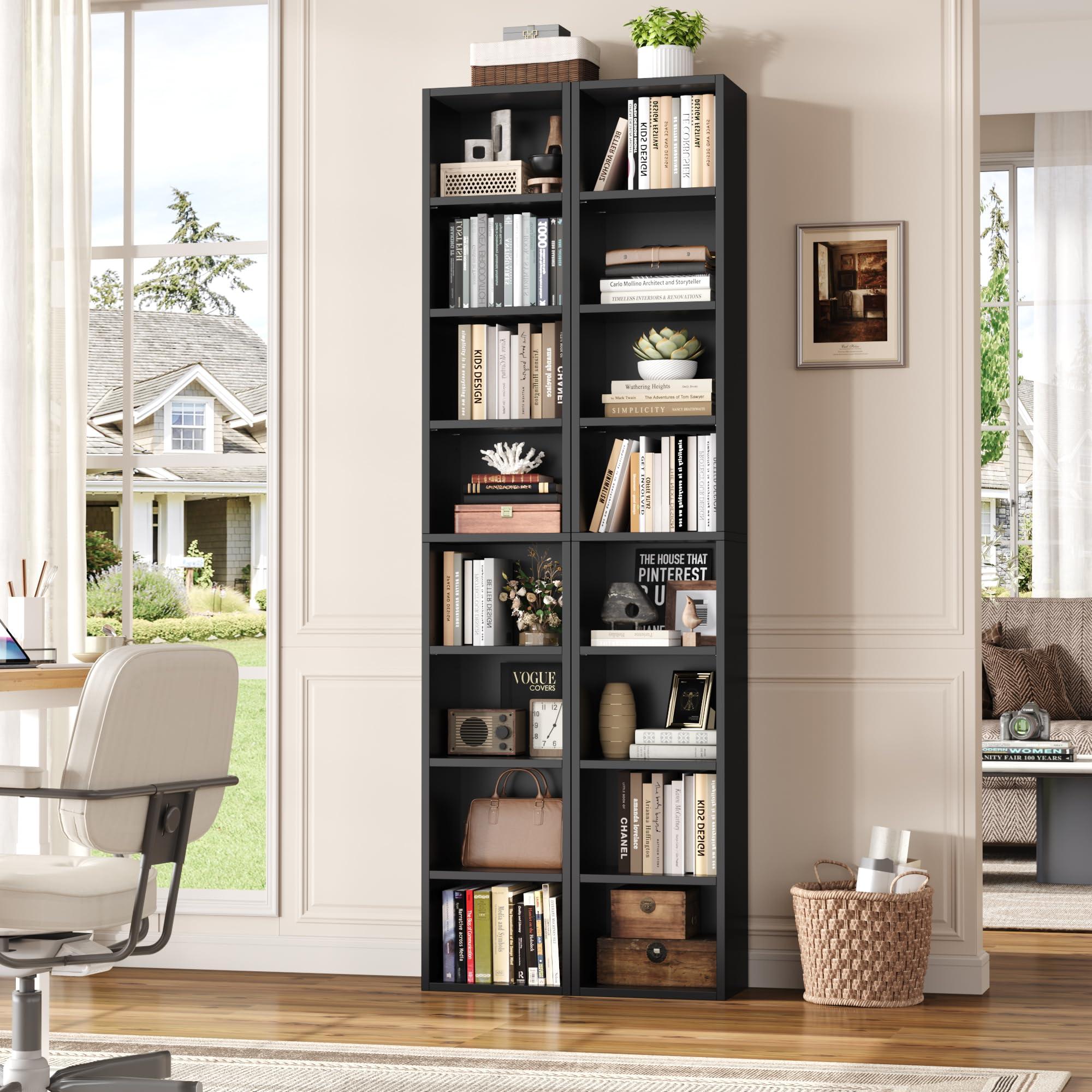 FOTOSOK 8-Tier Media Tower Rack, 11.6 X 9.3 X 70.9 Inches CD DVD Slim Storage Cabinet with Adjustable Shelves, Tall Narrow Bookcase Display Bookshelf for Home Office, Black - Image 5