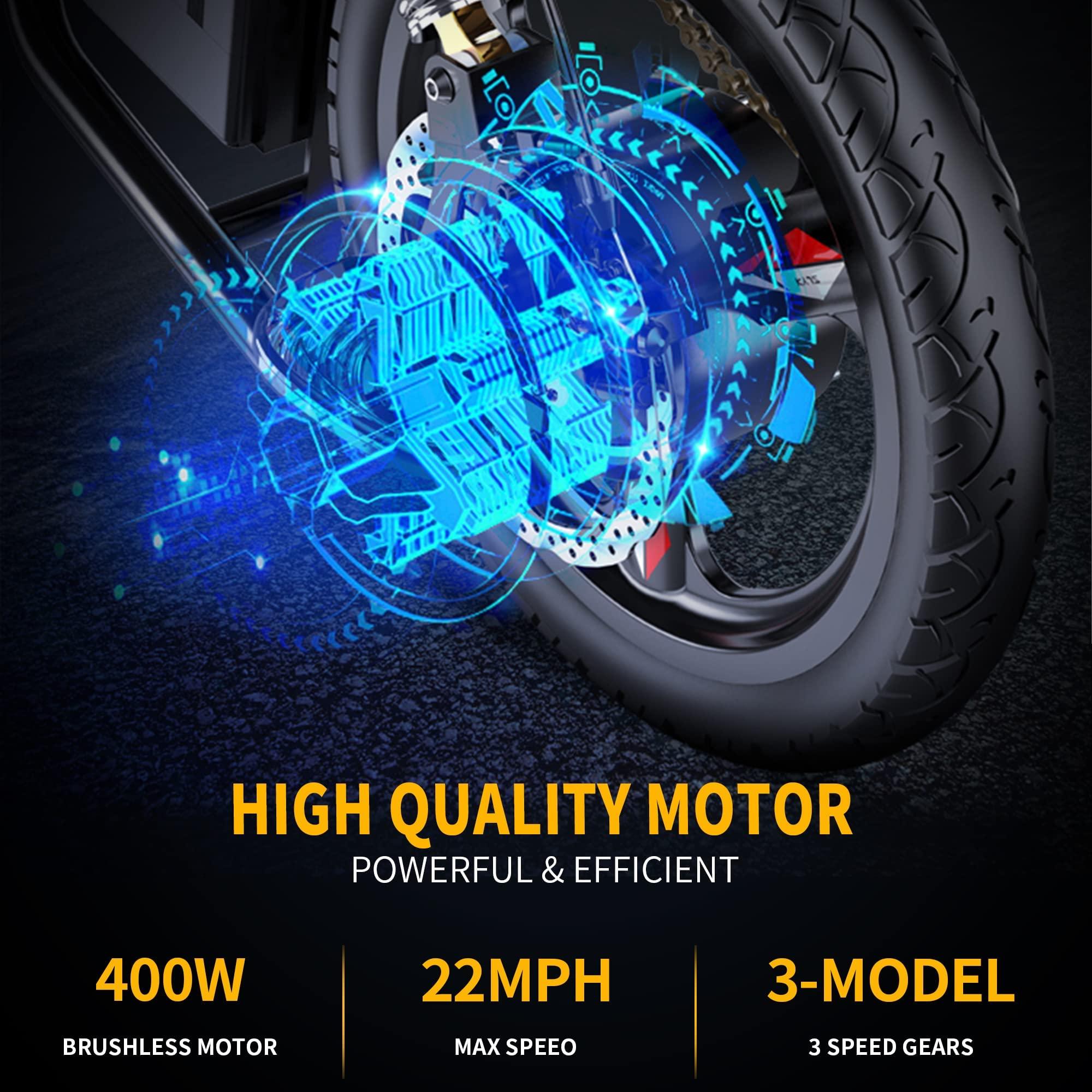 EBKAROCY Ebikes for Adults, 400W Motor 22MPH Max Speed, 14” Tire, 48V 15AH Removable Battery for Electric Bike, Multi-Shock Absorption, City Commuter, Foldable Adult Electric Bicycles - Image 3