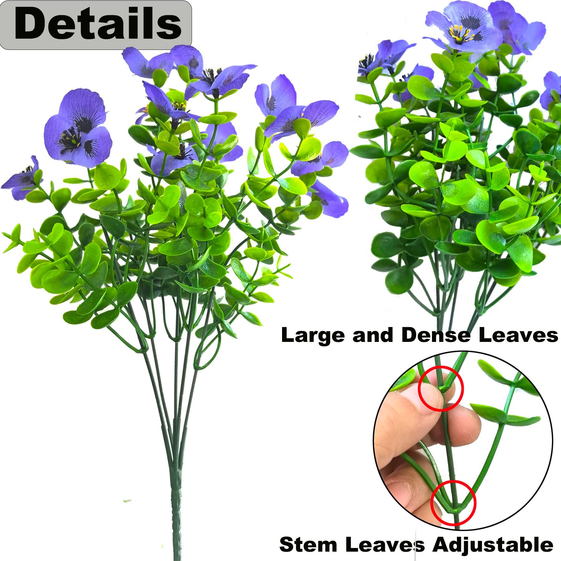 Thinktral Artificial Flowers for Outdoors Fake Plants, 12pcs Fake Flowers Artificial Plants Outdoor UV Resistant, Silk Faux Flowers Shrubs Greenery Plants for Porch Garden Patio Window Box Decor - Image 3