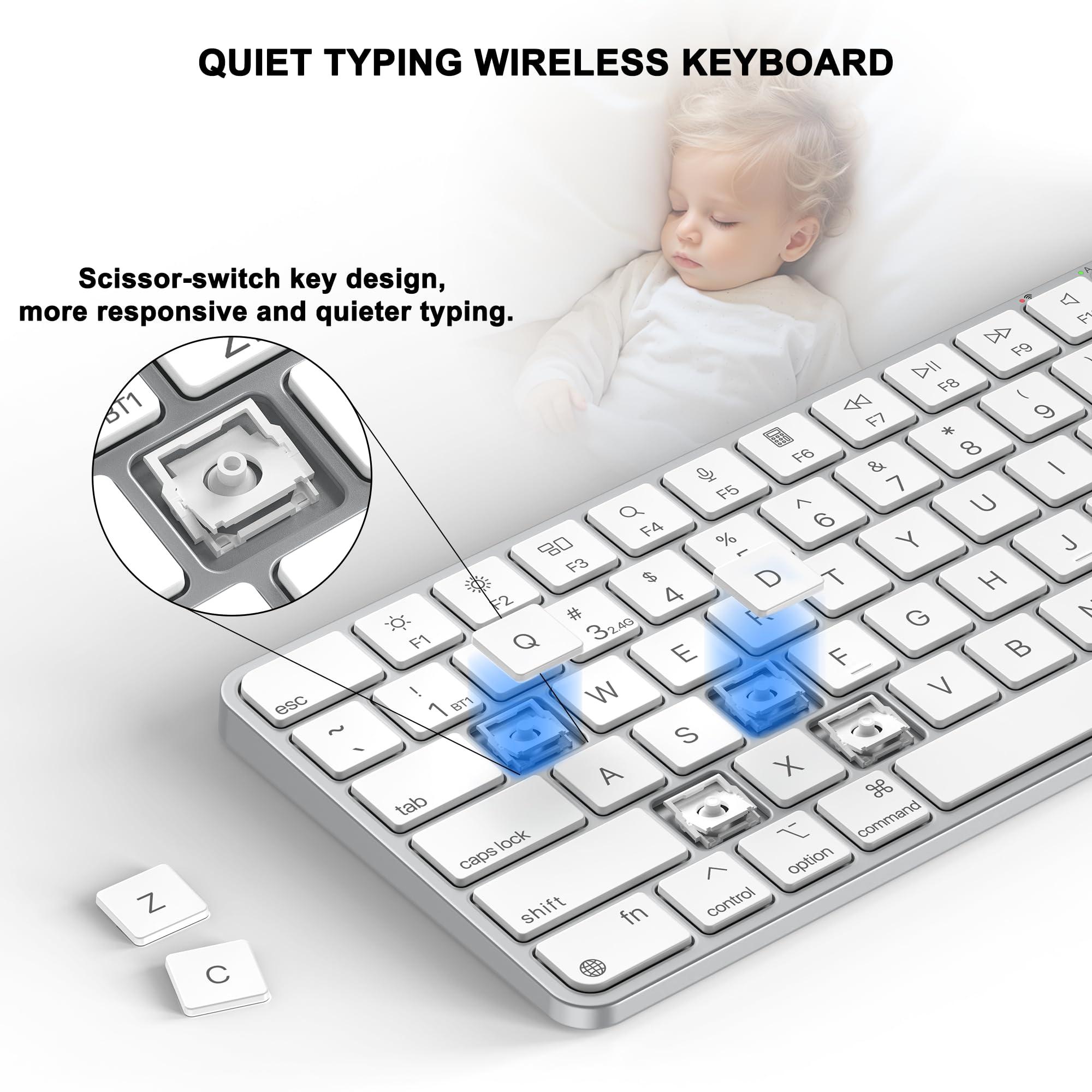 ULSOU Wireless Keyboard for Mac, Bluetooth/2.4G USB Dual-Channel Connection, Multi Device, Rechargeable Bluetooth Keyboard Compatible with Mac, iPad, iPhone - Image 4