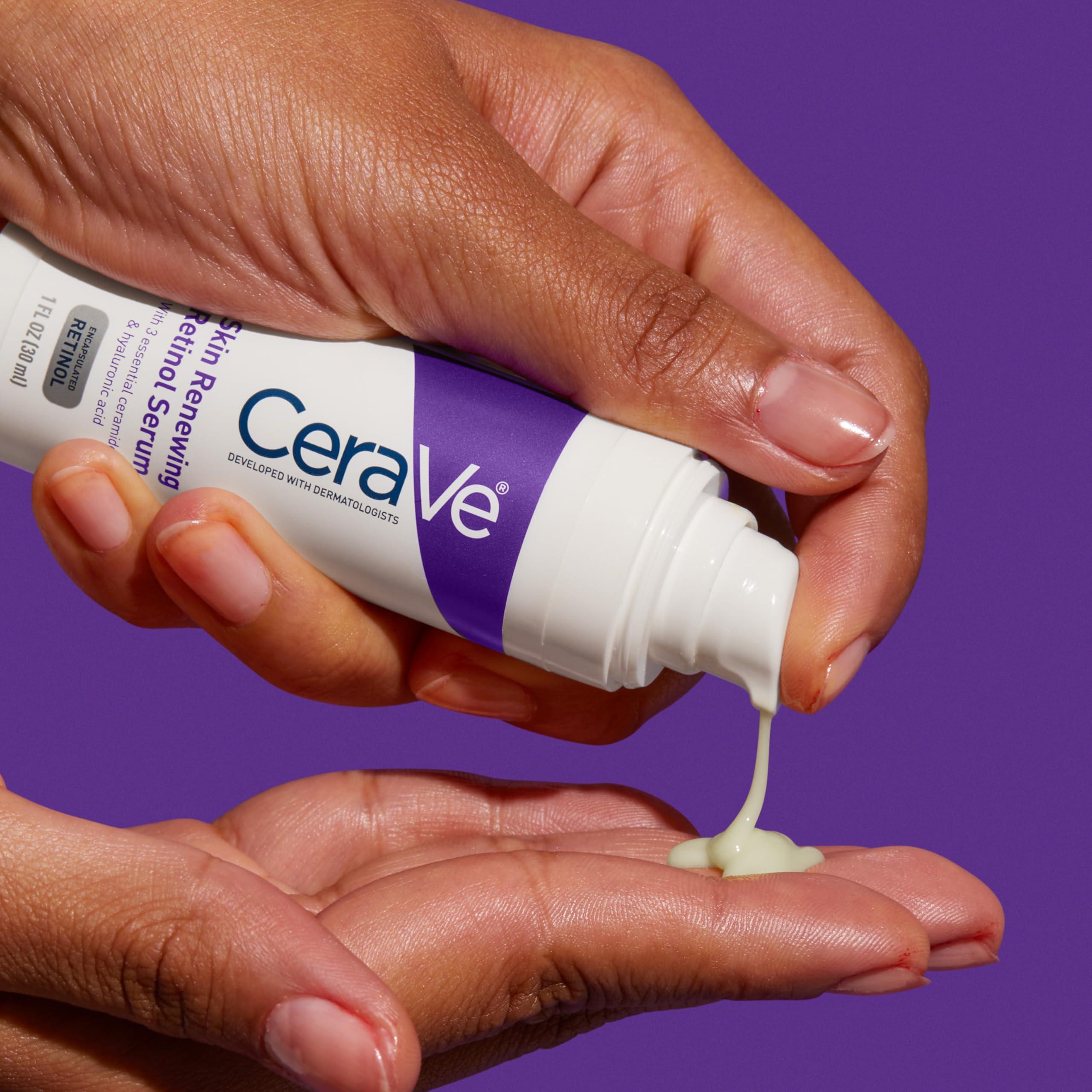 CeraVe Anti Aging Retinol Serum For Face, Encapsulated Retinol With Hyaluronic Acid, Niacinamide & Ceramides, Smooths Wrinkles & Fine Lines, Gentle Skin Brightening Serum, Fragrance Free, 1 Oz - Image 8