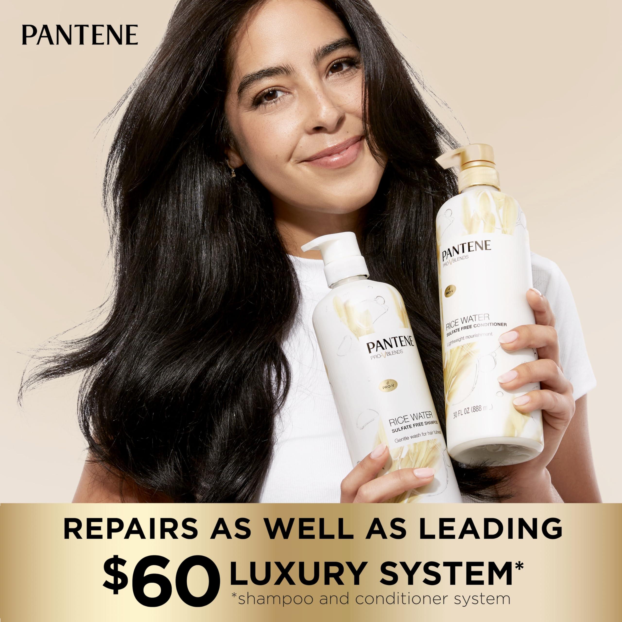 Pantene Sulfate Free Shampoo with Rice Water, Protects Natural Hair Growth, Volumizing, for Women, Nutrient Infused with Vitamin B5, Safe for Color Treated Hair, Pro-V Blends, 30.0 oz - Image 4