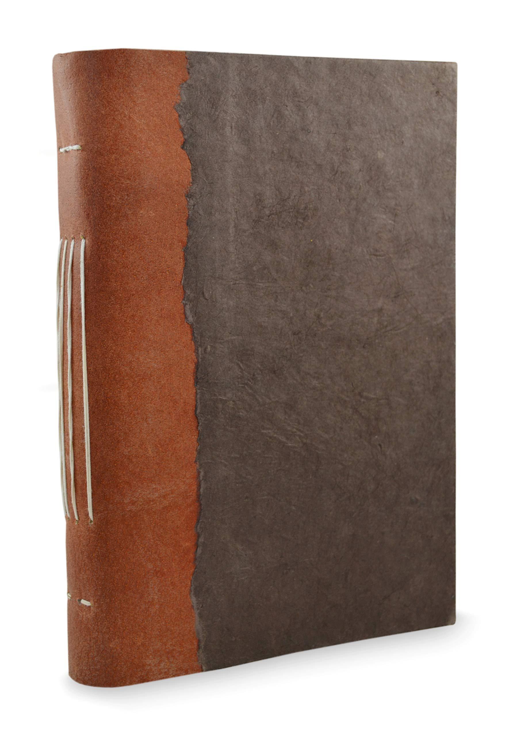 Kathmandu Valley Co. Nepali Collector Vintage Journal, Leather & Lokta Writing Hardcover Office Notebook Planner with Handmade Paper. Made in The Himalayas of Nepal. (6x9 Dark Walnut)