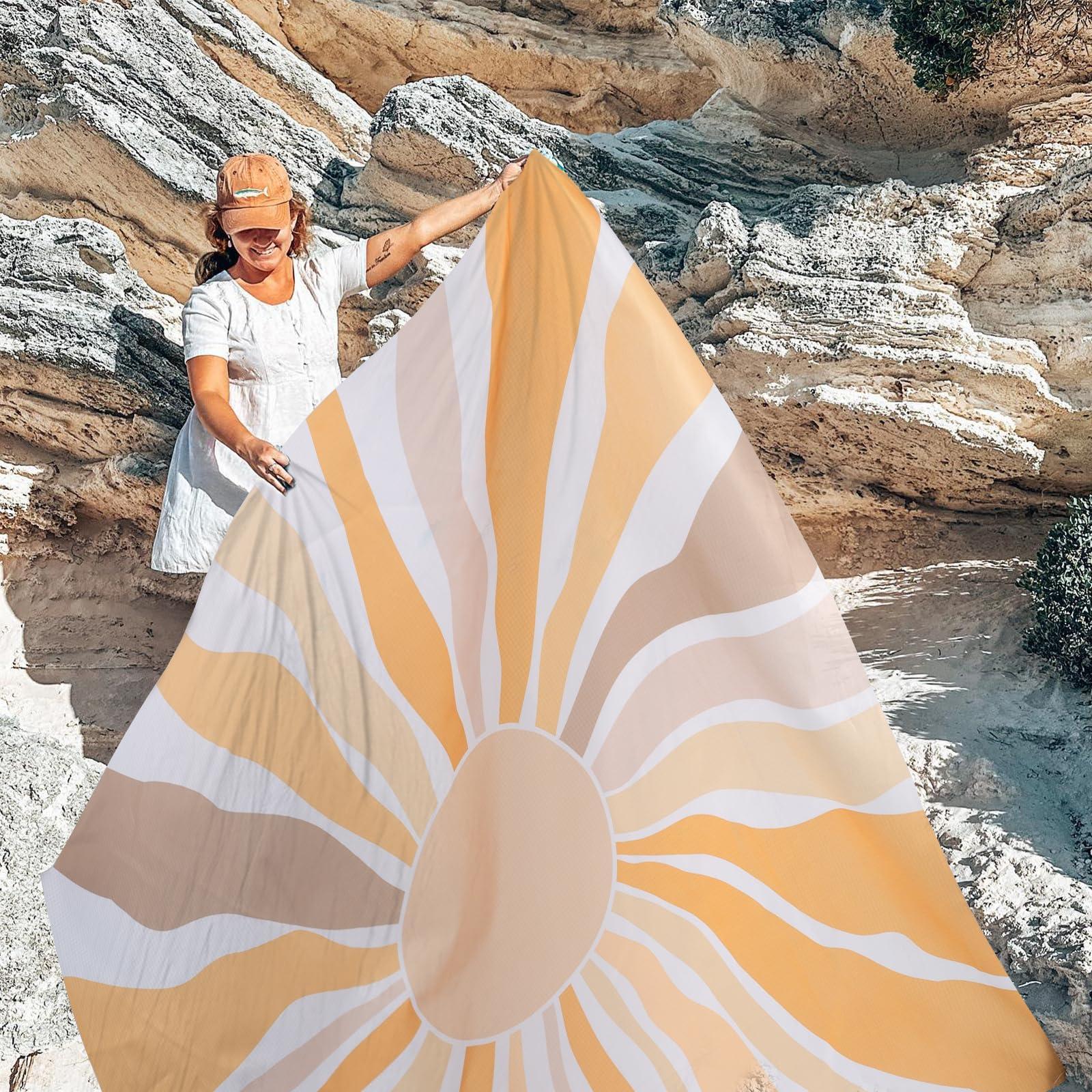 Waterproof Sandproof Beach Blanket, 9 Ft X 10 Ft Extra Large Beach Mat for 8 Adults, Lightweight Polyester Outdoor Picnic Blanket for Travel, Hiking, Camping, Beach Accessories for Vacation - Image 3