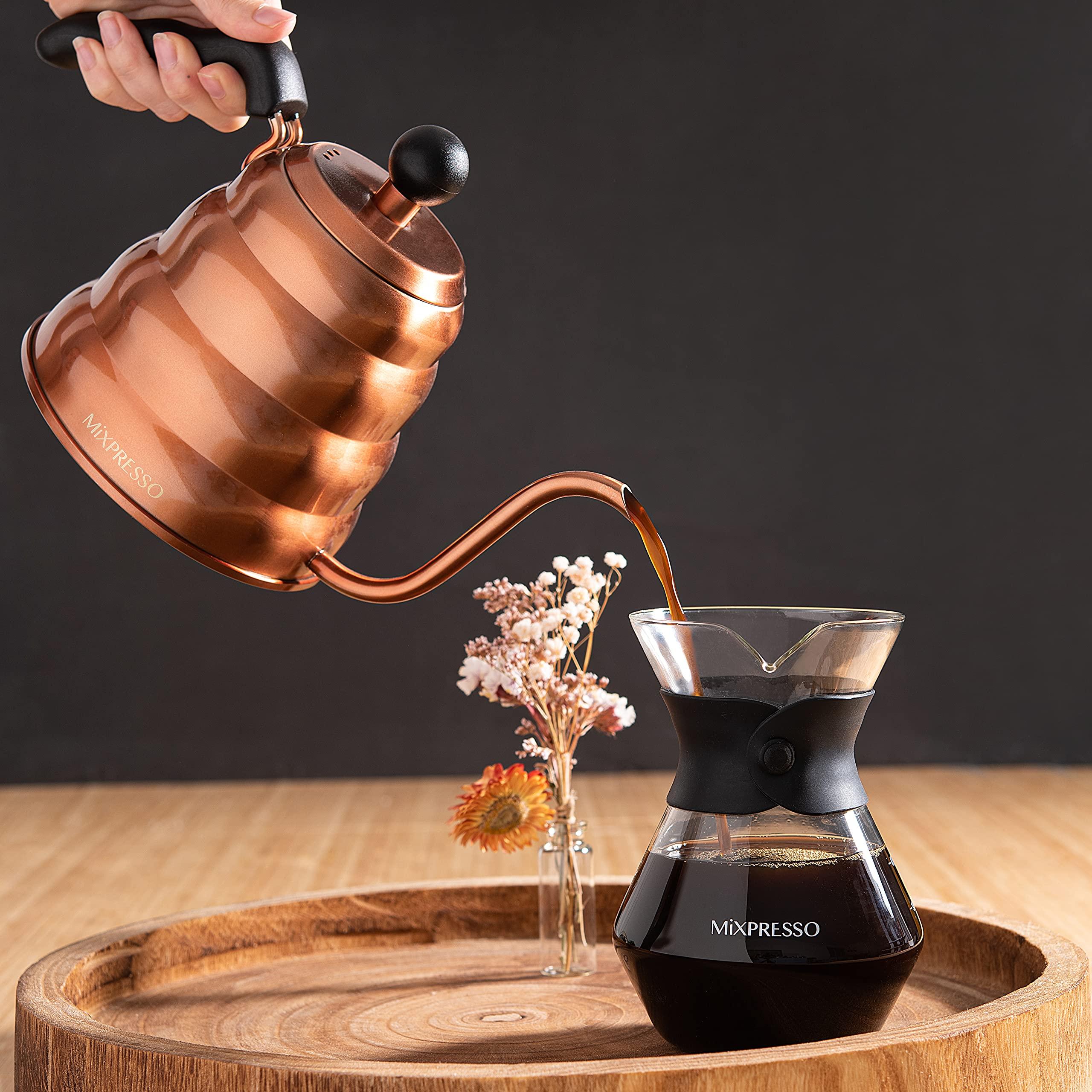 Mixpresso Gooseneck Pour Over Coffee Kettle, Barista Pour Control Design For Coffee & Tea High-Grade Stainless Steel 1.2 Liter (40 Oz) Drip Coffee Induction Cooker, Copper Stovetop Kettle - Image 7