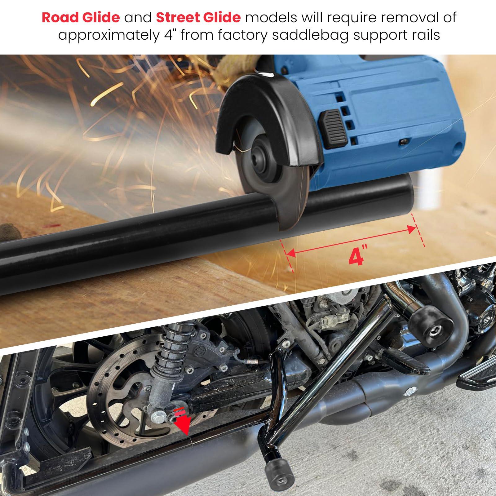 kekykm Saddlebag Guard Crash Bar Bracket compatible with Harley Davidson Touring Street Glide Road Glide Road King Electra Glide Ultra Limited CVO Black Tip Over Bar 2009-2025 - Image 7