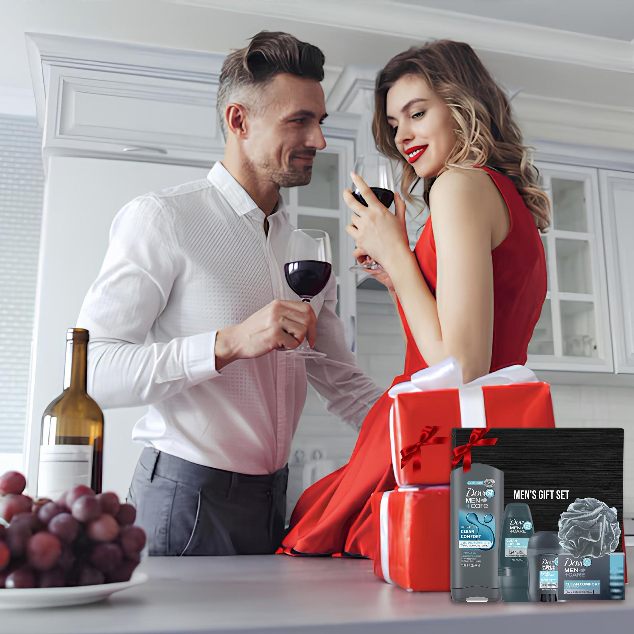 Men+Care Father's Day Gift Set, 5 Piece Set, Men Body Wash Clean Comfort, Clean Comfort Deodorant Stick, Clean Comfort Deodorant Roll On, Clean Comfort Bar Soap,Men's Shower Pouf, Gift Box - Image 4
