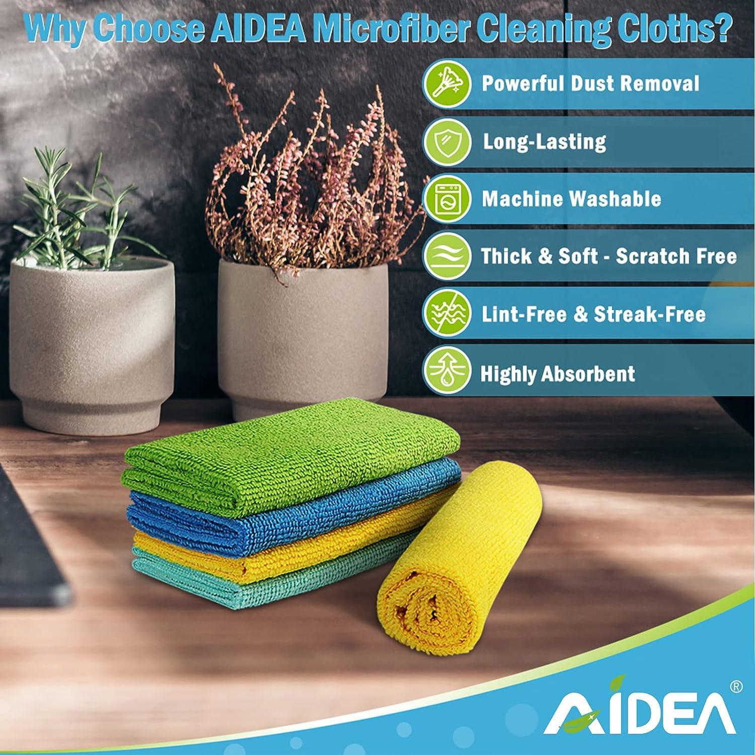 AIDEA Microfiber Cleaning Cloth, 100PK, Soft Absorbent Rags, Microfiber Towels for Cars, Kitchen Towels, Dusting Cloth for Home, Window, Cleaning Supplies, 12"×12" - Image 5