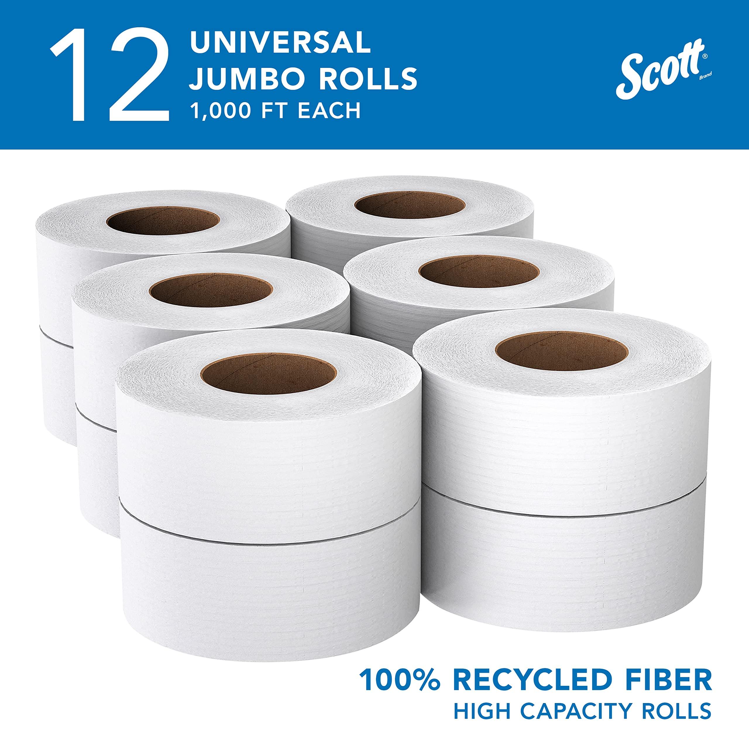 Scott Professional 100% Recycled Fiber High-Capacity Jumbo Roll Bulk Toilet Paper (67805), 2-Ply, White, Non-Perforated (12 Rolls at 1,000' Each, 12,000'/Case) - Image 2