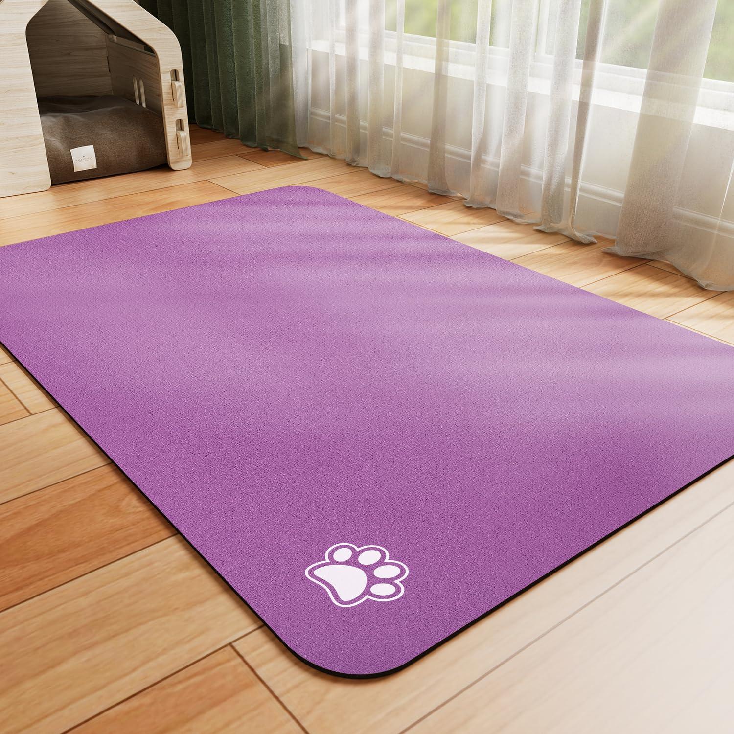HotLive Pet Feeding Mat - Absorbent Dog Mat for Food and Water, No Stains Cat Bowl Mat, Easy to Clean Pet Placemats, Quick Dry Dog Water Dispenser Mat for Messy Drinkers | Purple 12"x 19"