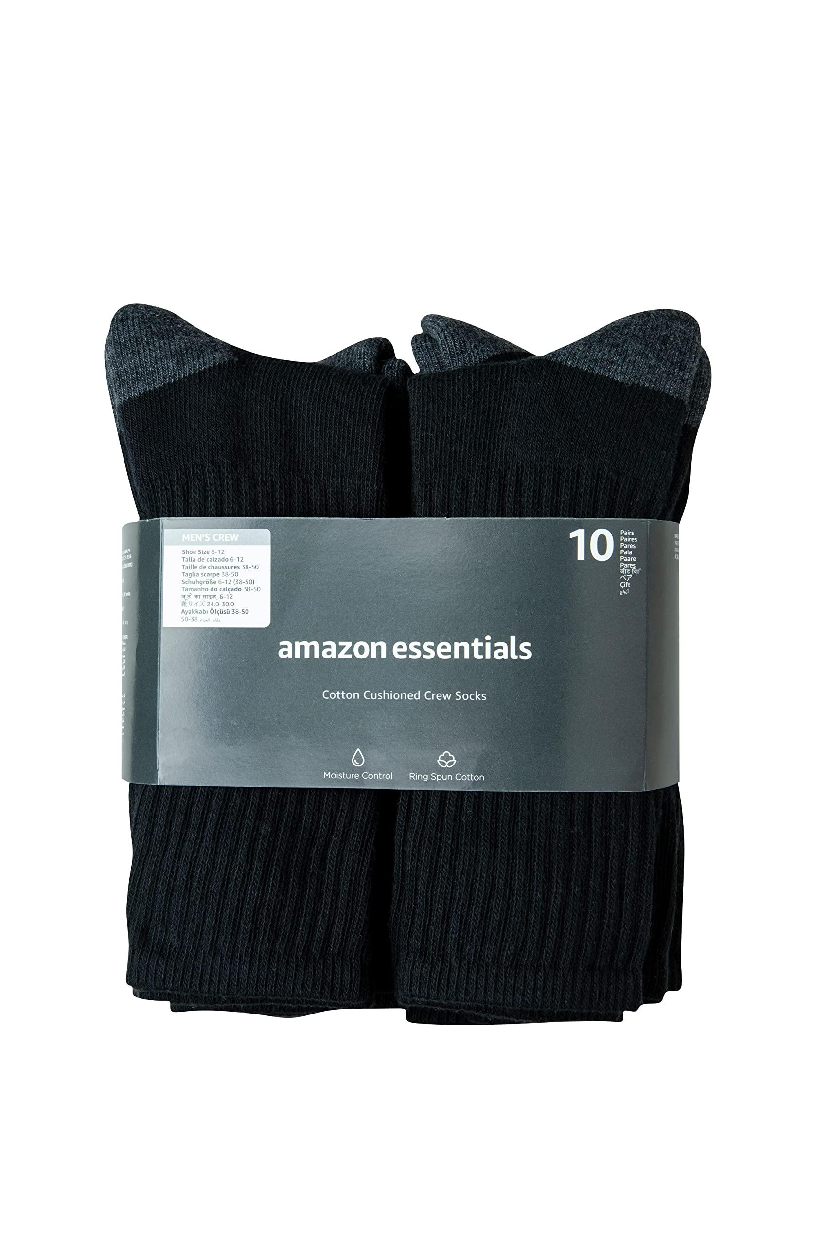 Amazon Essentials Men's Cotton Crew Socks - Comfortable, Durable, Half-Cushioned, 10 Pairs - Image 3