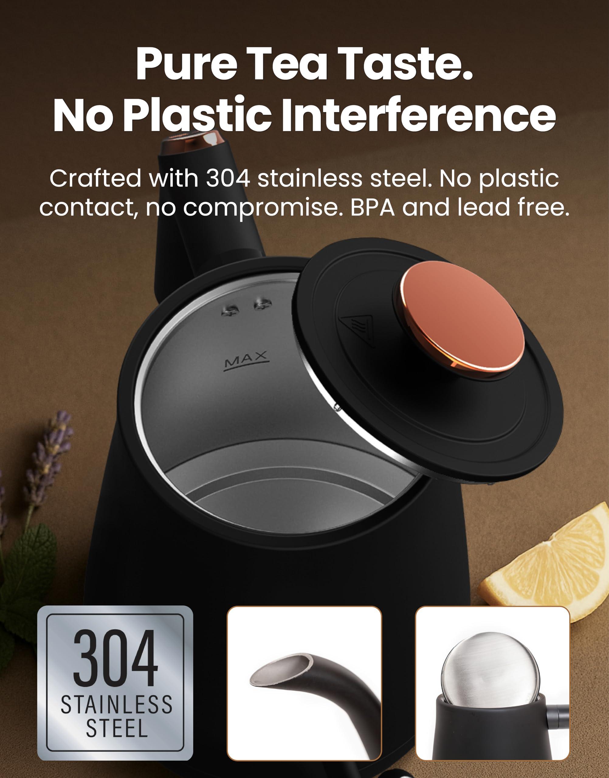 Vianté Electric Gooseneck Kettle with Precise Temperature Control. Pour Over Coffee & Tea Kettle. Boil-Dry Protection & Keep Warm Function. Stainless Steel, BPA-Free. Includes V60#2 Filters. 0.8L - Image 4