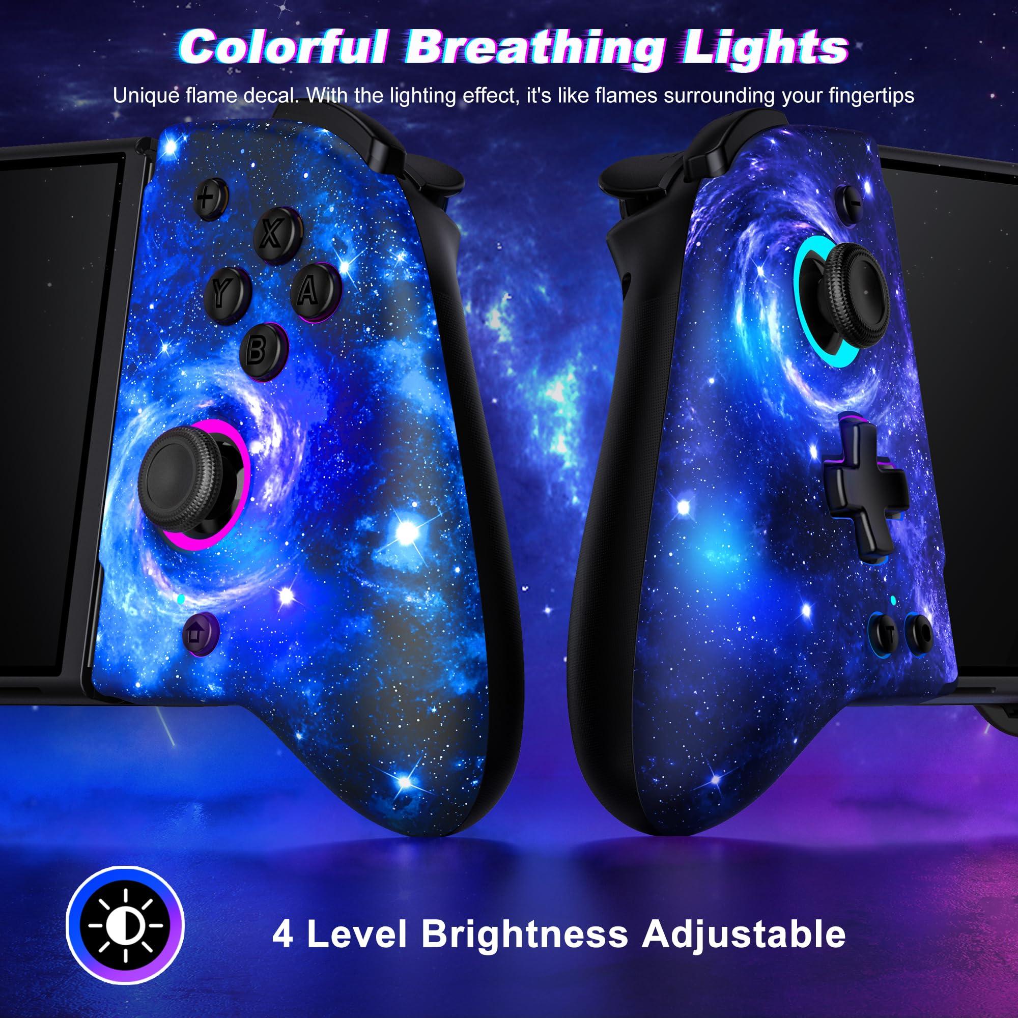 Gammeefy Switch Controllers, Hall Effect Joystick Switch Joypad forSwitch/OLED, Full-Size Grip Wireless Switch Pro Controller with 9 Color Lights. Ideal for Those Who Prefer Handheld Mode Wii Skins - Image 3