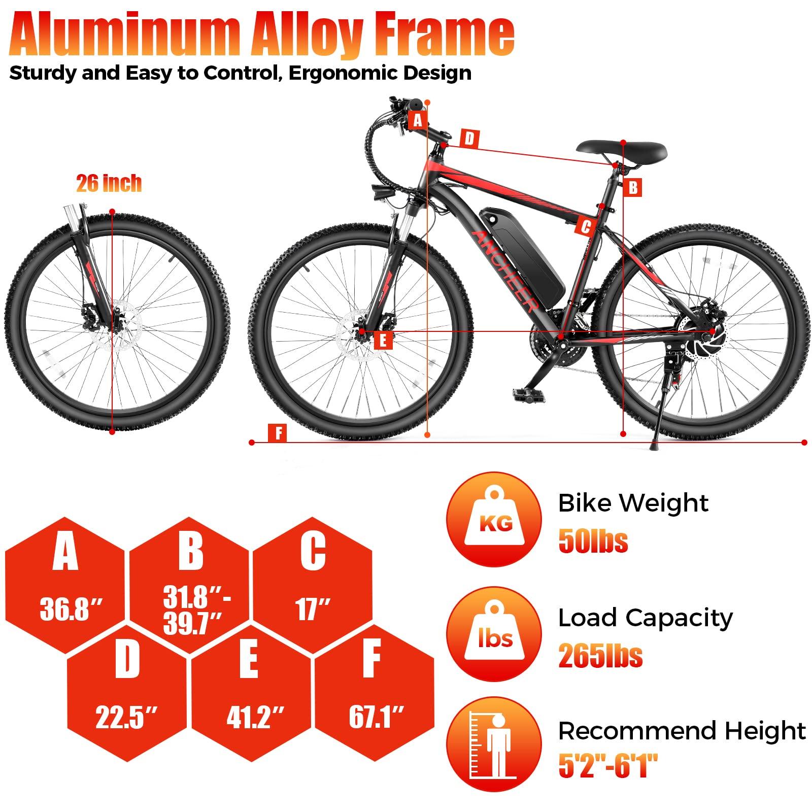ANCHEER Electric Bike for Adults, [Peak 750W Motor] Electric Mountain Bike, 26" Sunshine Commuter Ebike, 55 Miles 22MPH Electric Bicycle with 48V/374Wh Battery, LCD Display, 21Speed, UL 2849 Certified - Image 5