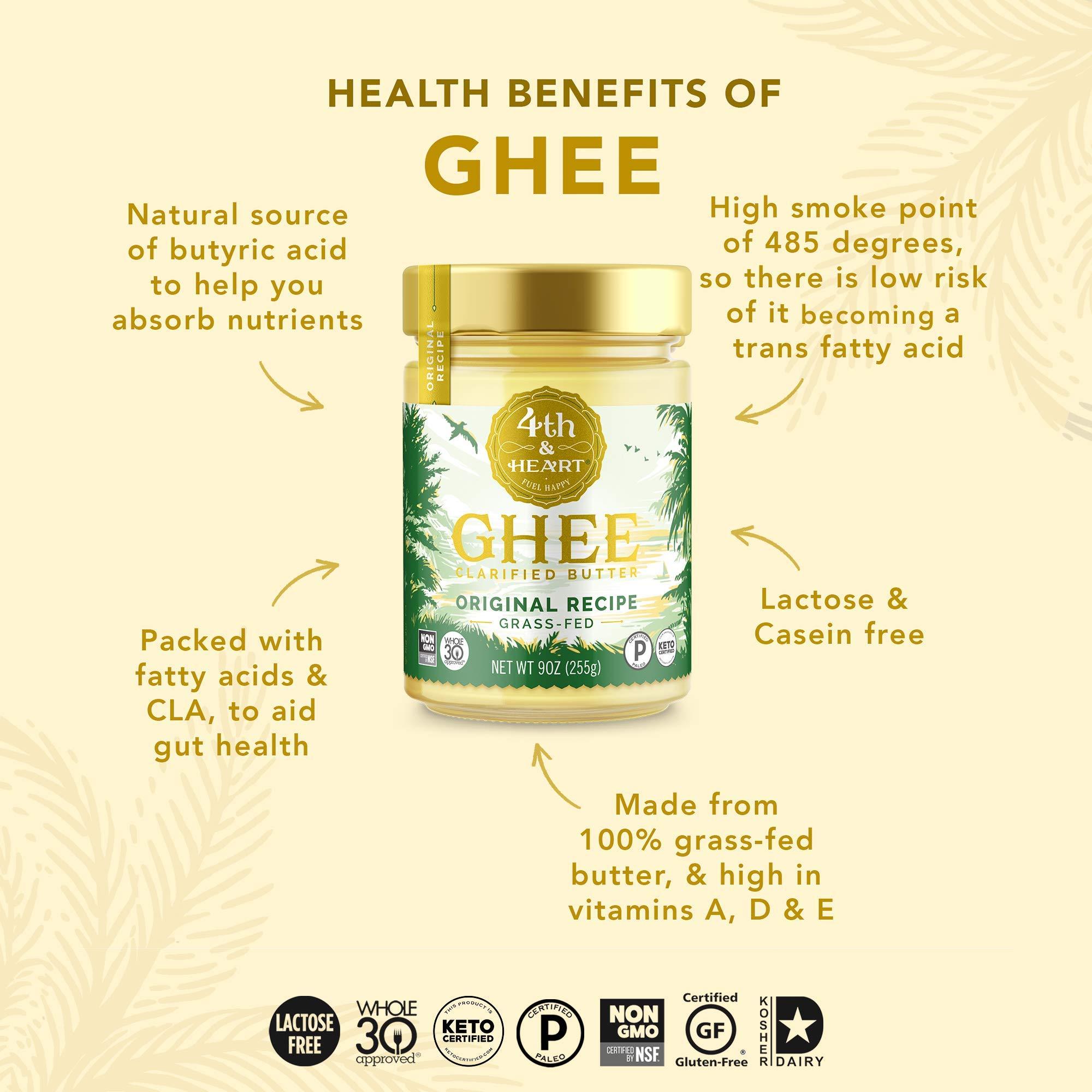 4th & Heart Original Grass-Fed Ghee, Clarified Butter, Keto, Pasture Raised, Lactose and Casein Free, Certified Paleo (9 Ounces) - Image 4