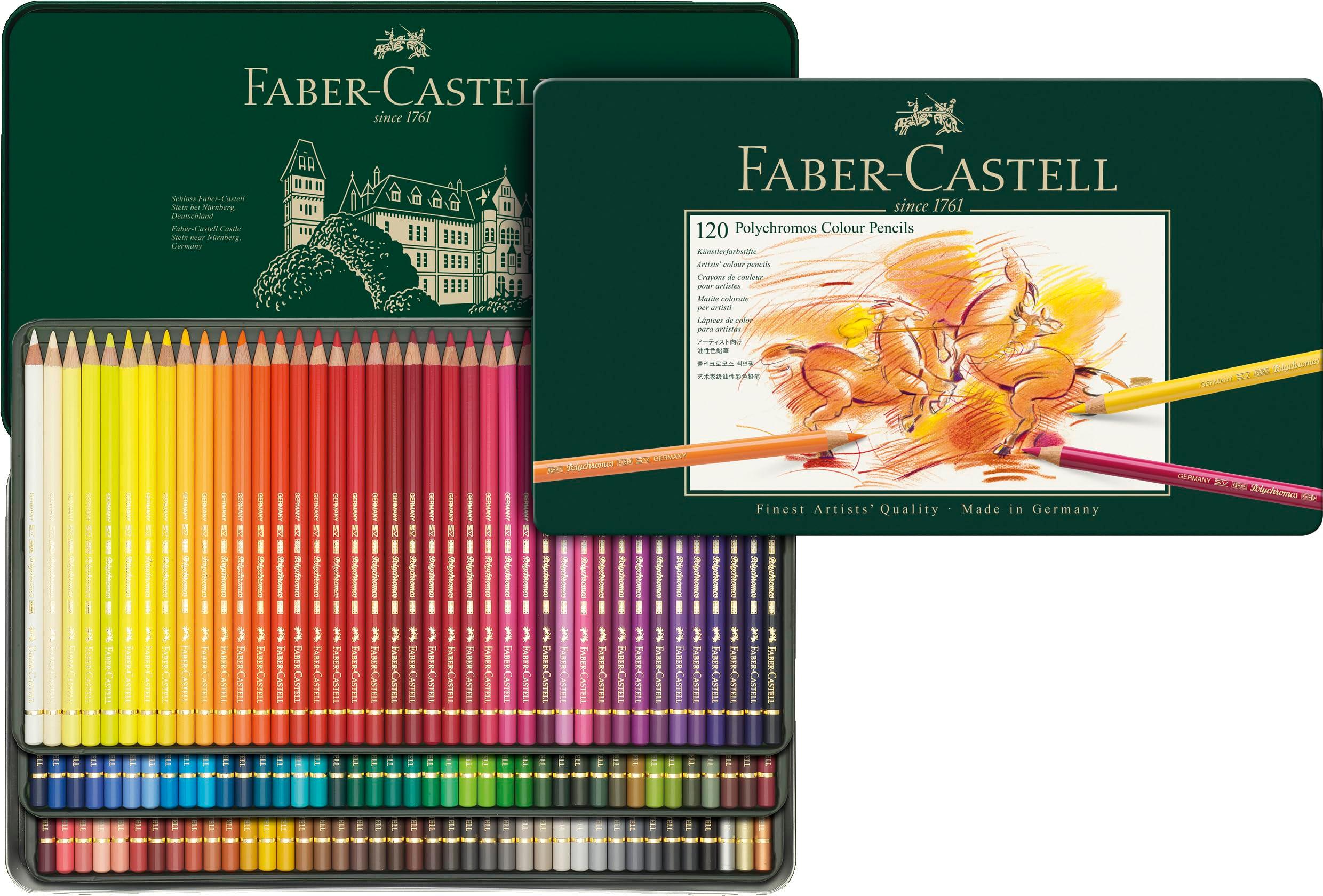 Faber-Castell Polychromos Artists' Color Pencils - Tin of 120 Colors - Premium Quality Artist Pencils