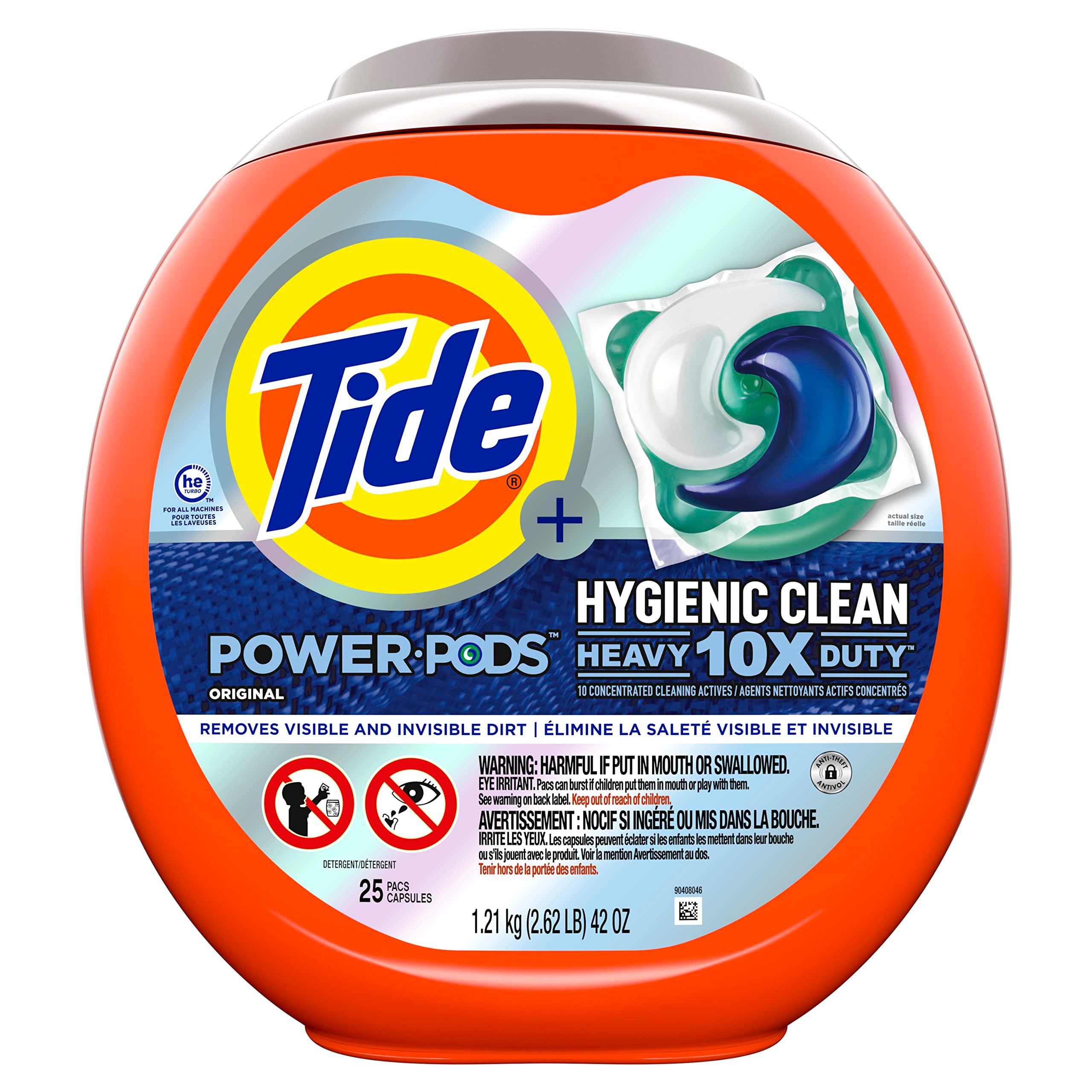 Tide Hygienic Clean Heavy 10x Duty Power PODS Laundry Detergent Pacs, Original, 25 count, For Visible and Invisible Dirt - Image 6
