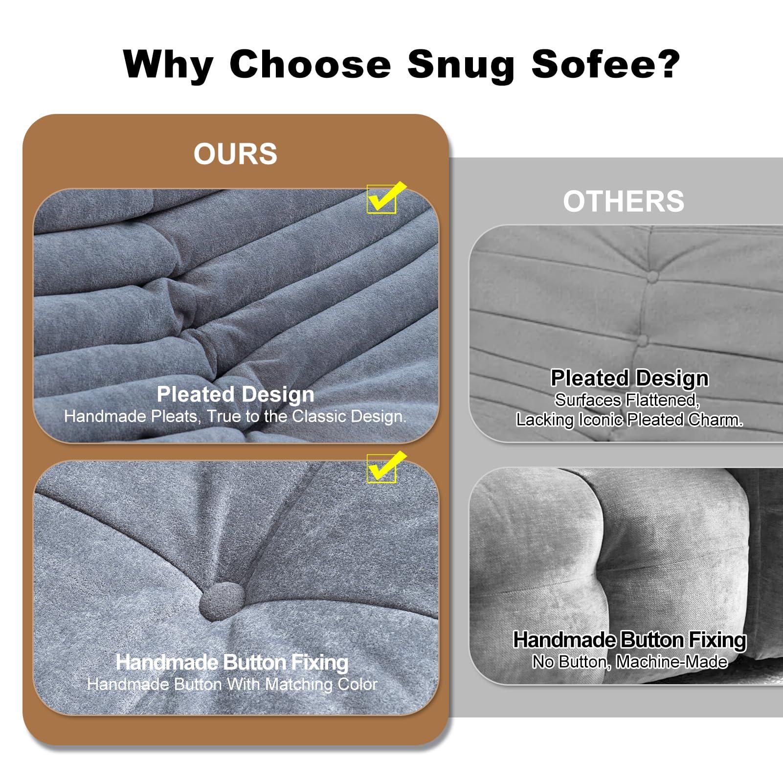 Snug Sofee Bean Bag Chairs for Adults, Bean Bag Sofa - Adult Size with Soft Waterproof Fabric for Living Room, Apartments, Reading Corner, Gaming, and Movie Venue (Gray) - Image 6